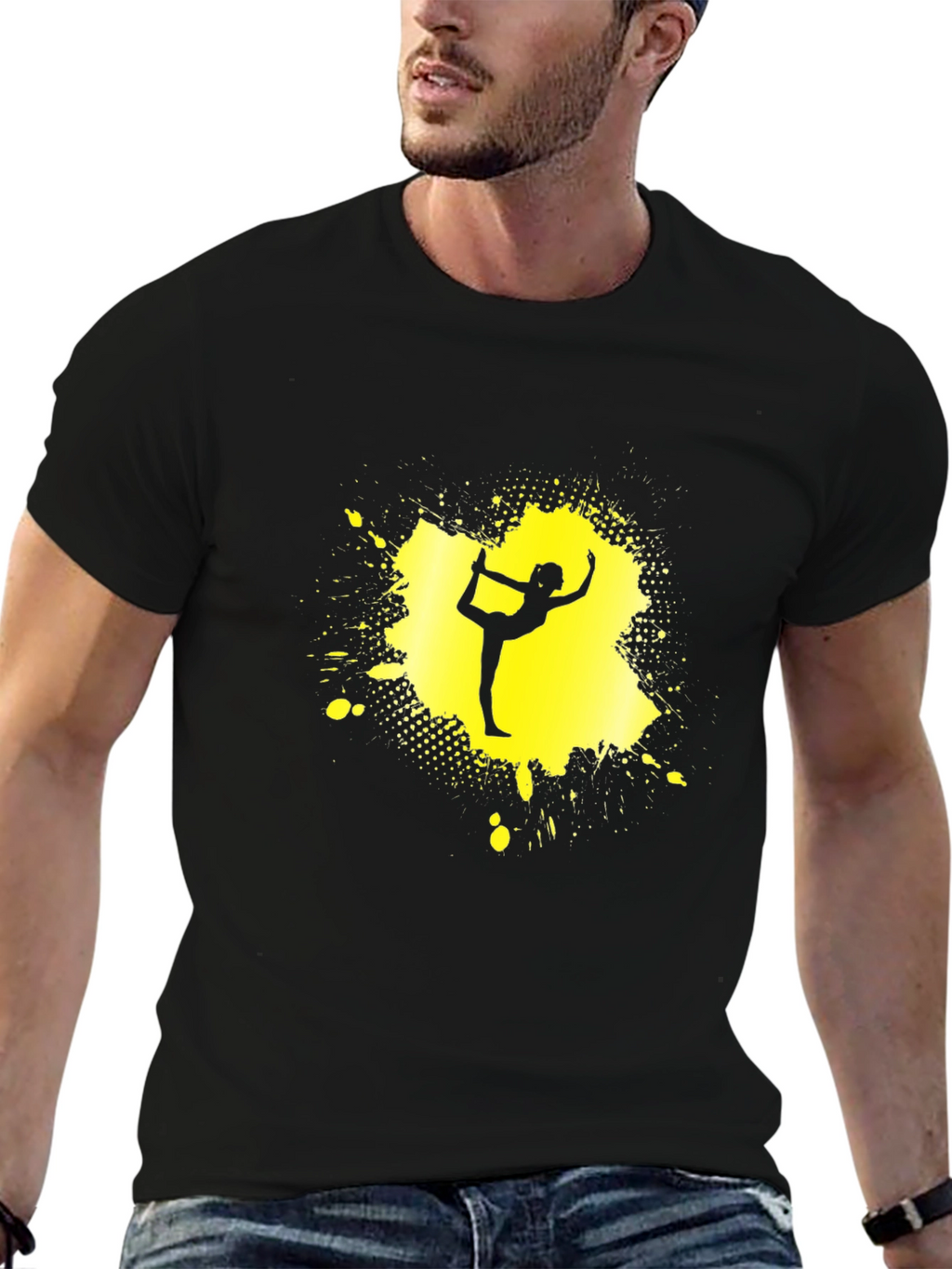 Yoga Silhouette T-Shirt - Black Cotton Graphic Tee