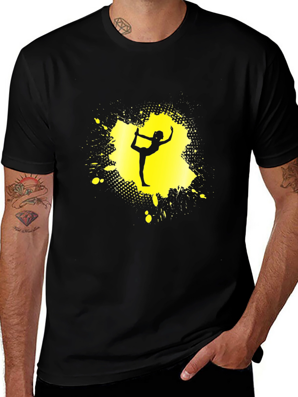 Yoga Silhouette T-Shirt - Black Cotton Graphic Tee