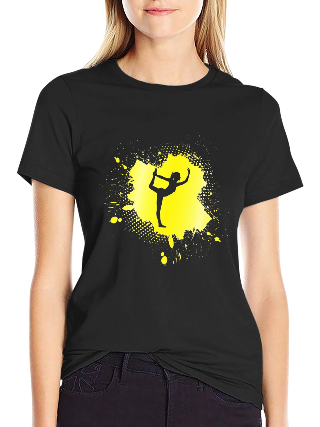 Yoga Silhouette T-Shirt - Black Cotton Graphic Tee
