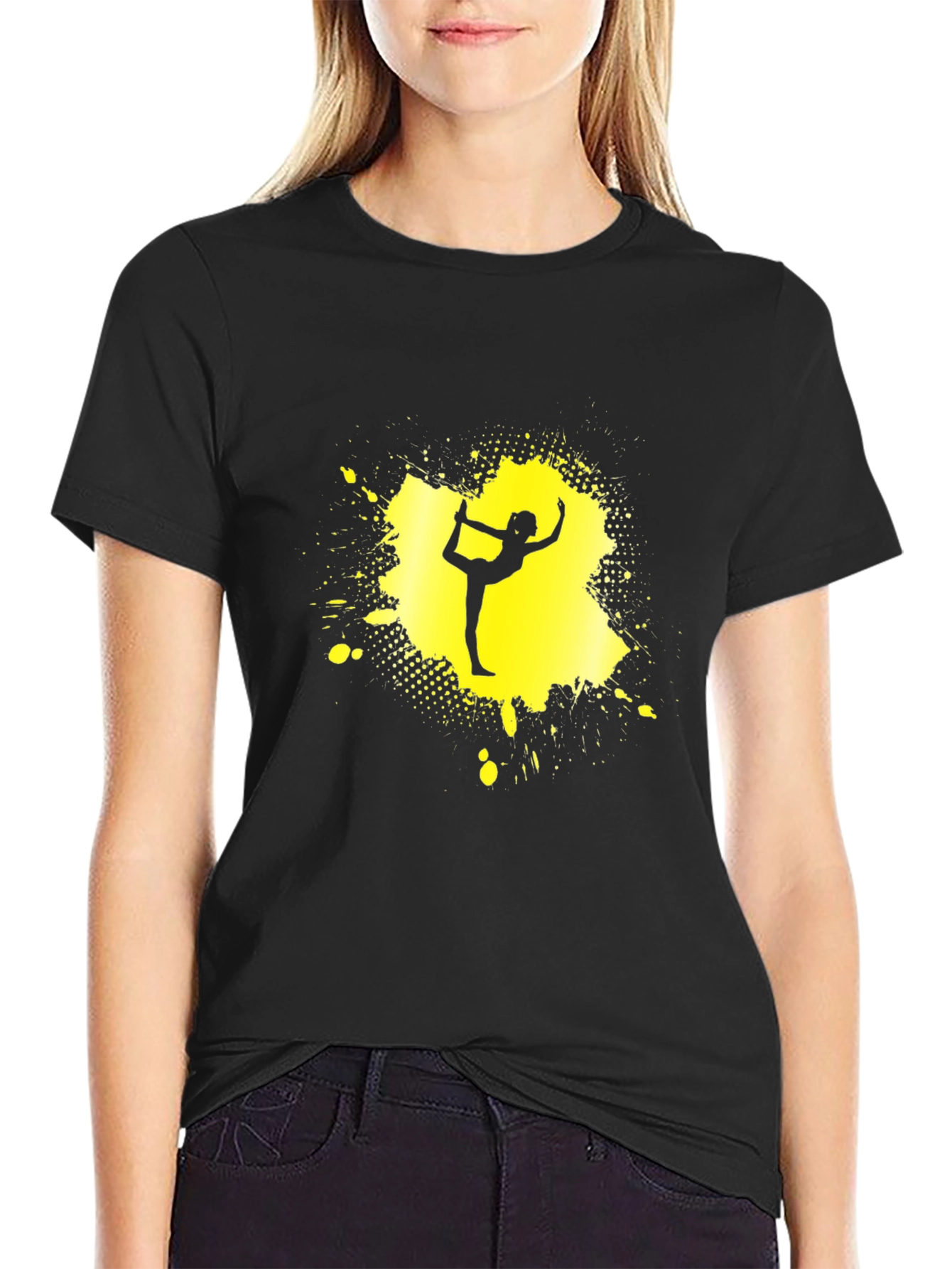 Yoga Silhouette T-Shirt - Black Cotton Graphic Tee