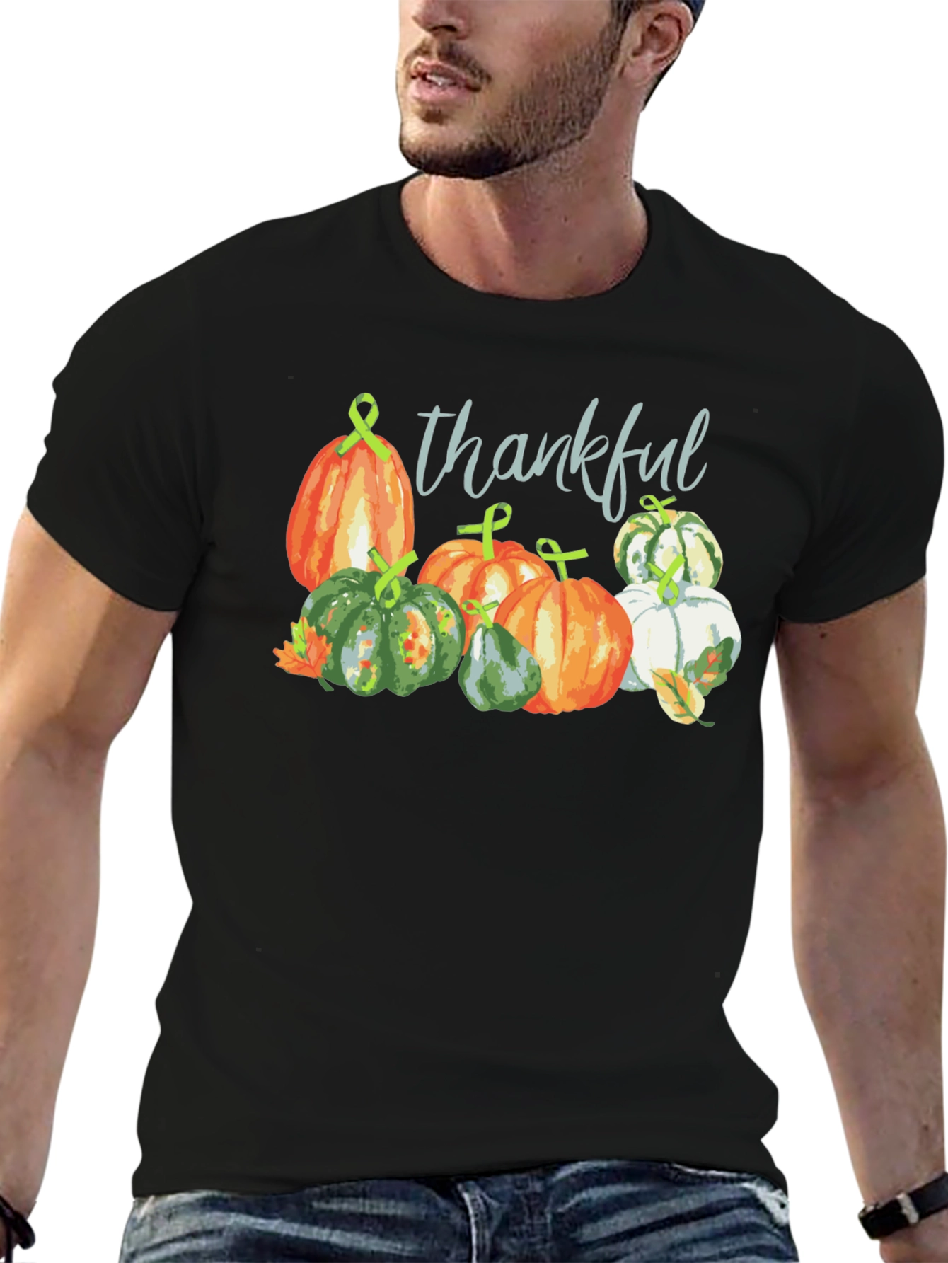 Thankful Pumpkin Patch Black T-Shirt Fall Season Tee