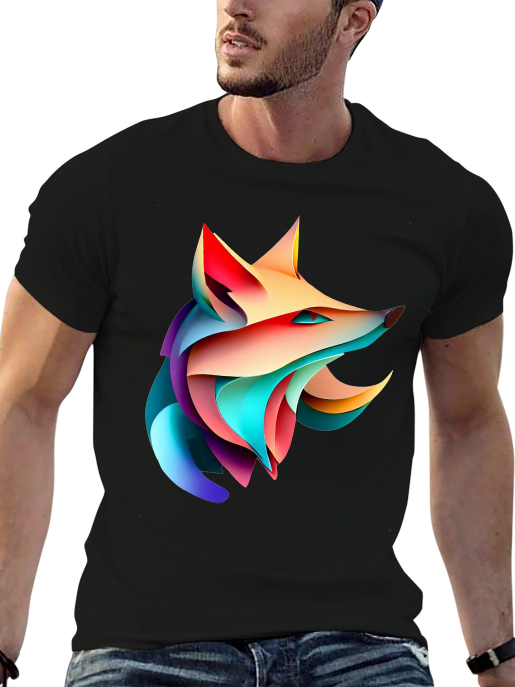 Abstract Fox Graphic T-Shirt - Modern Artistic Design