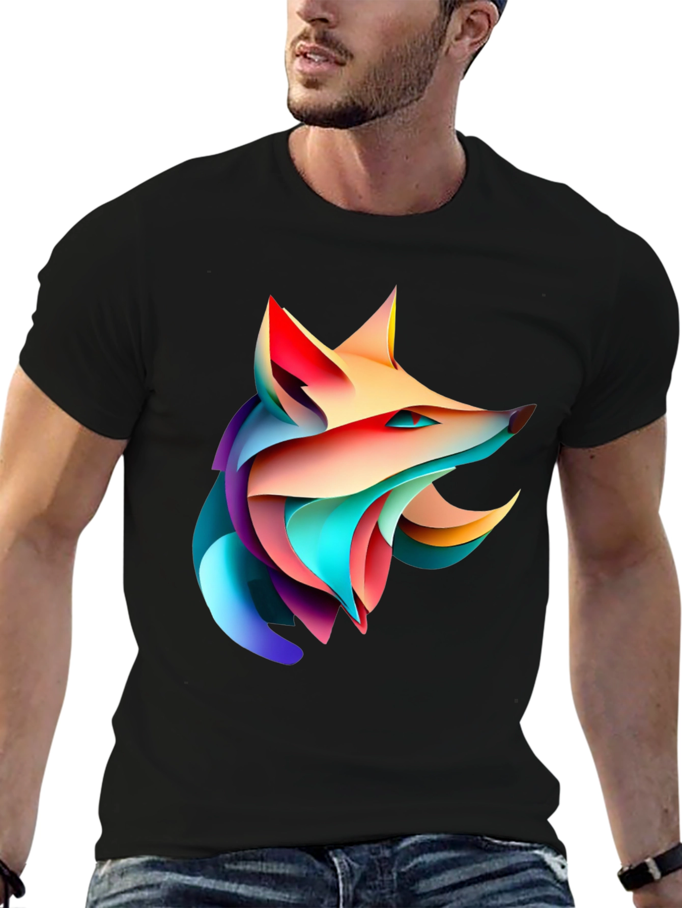 Abstract Fox Graphic T-Shirt - Modern Artistic Design