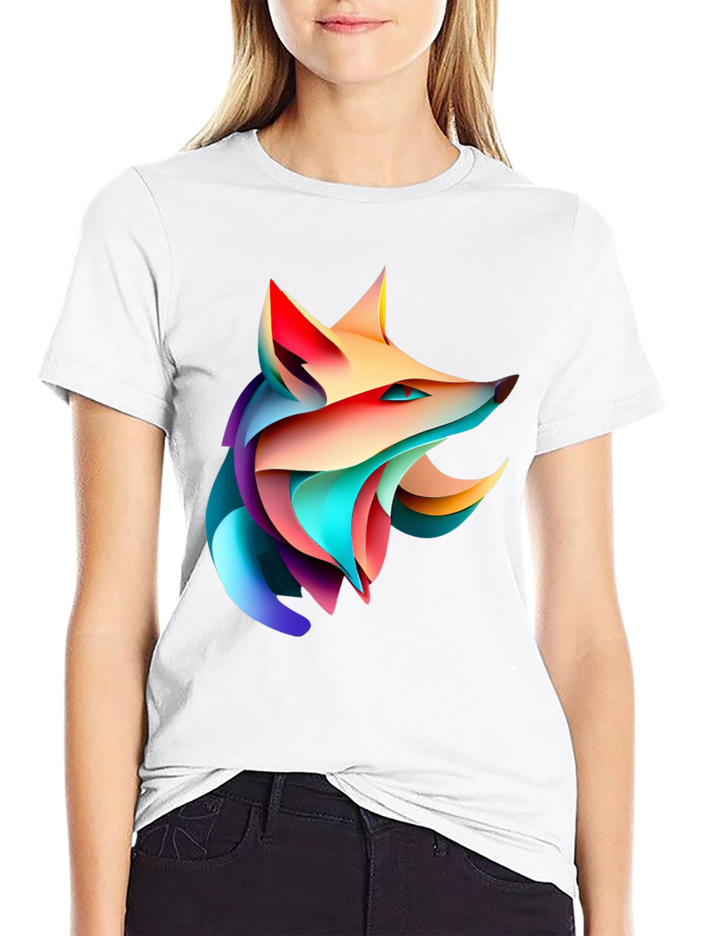 Abstract Fox Graphic T-Shirt - Modern Artistic Design