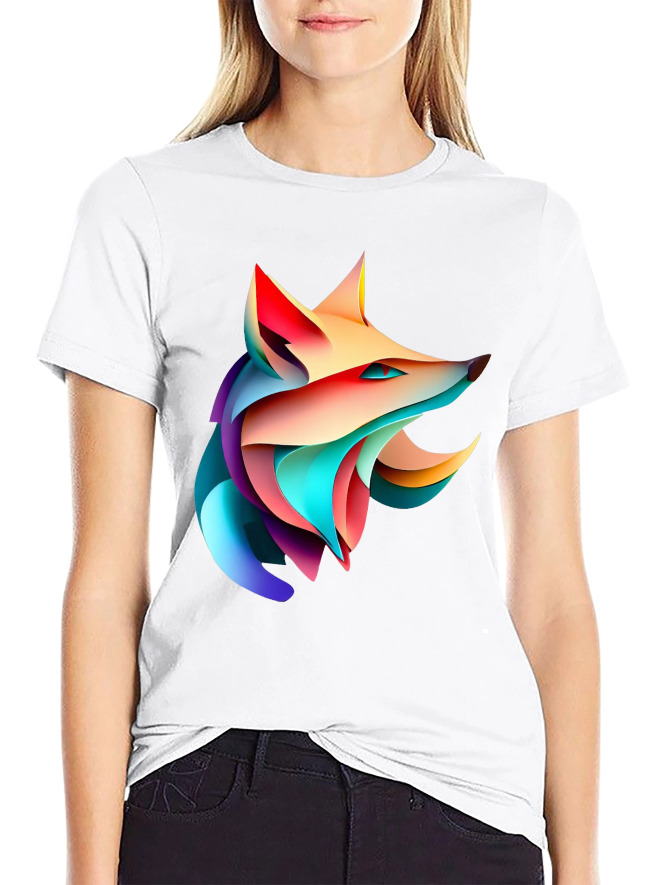 Abstract Fox Graphic T-Shirt - Modern Artistic Design