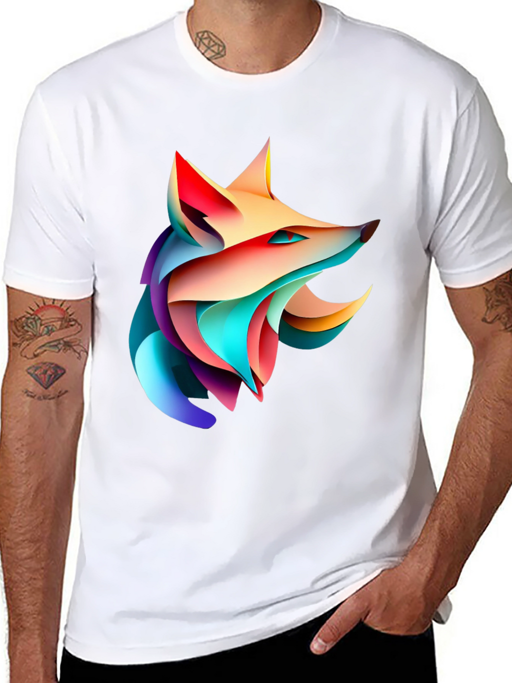 Abstract Fox Graphic T-Shirt - Modern Artistic Design