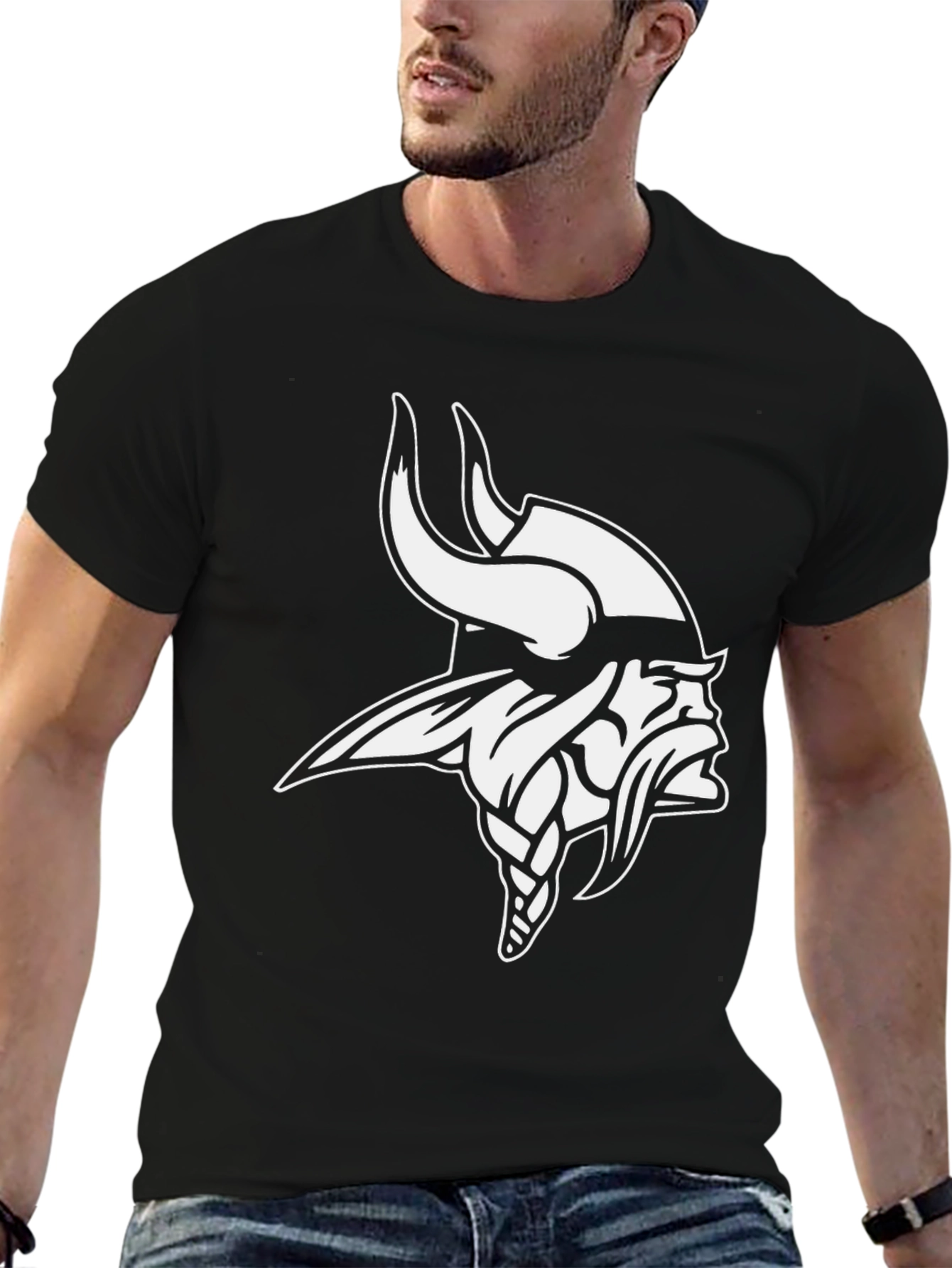 Vikings Fan T-Shirt - Black Crew Neck