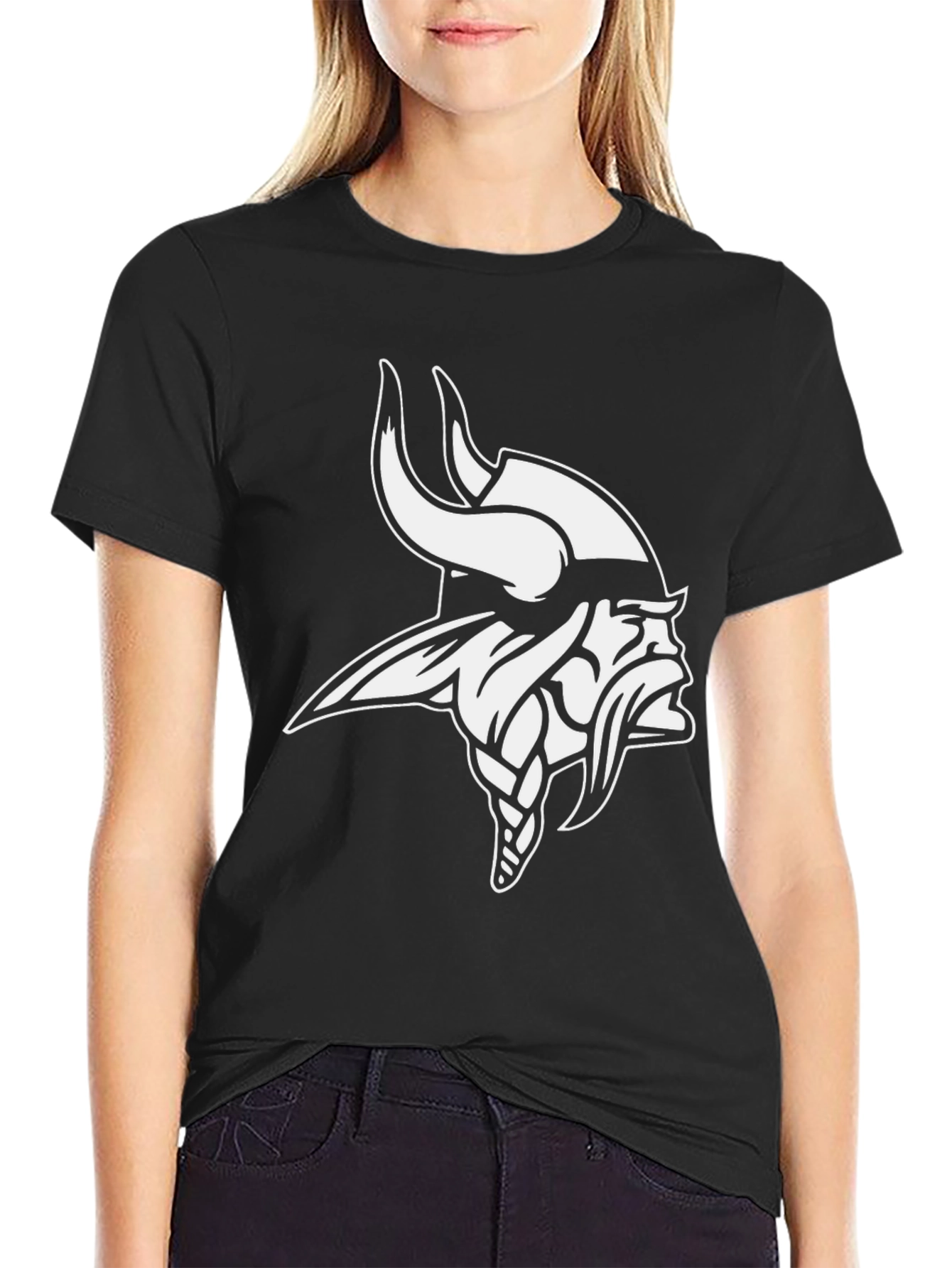 Vikings Fan T-Shirt - Black Crew Neck