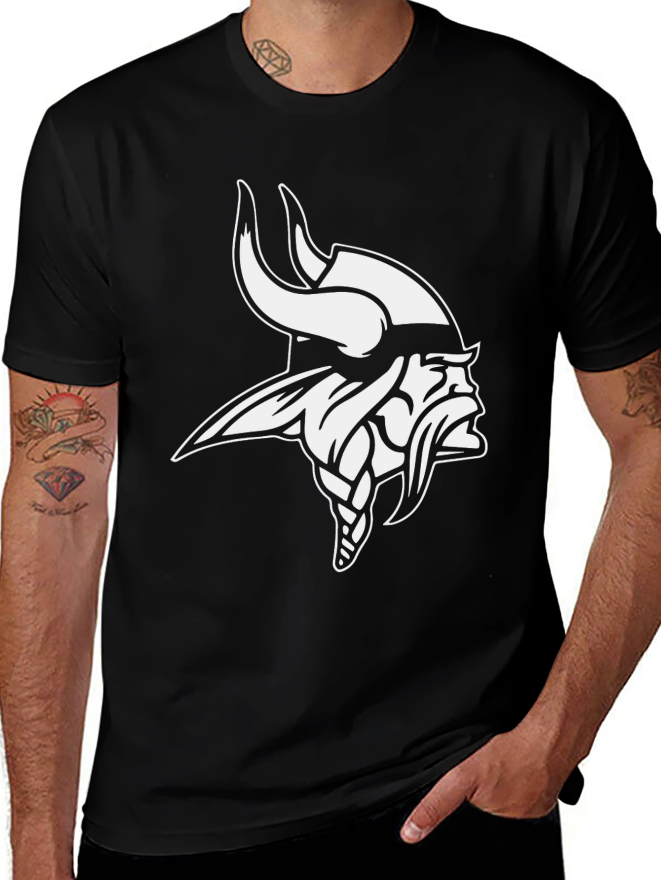 Vikings Fan T-Shirt - Black Crew Neck