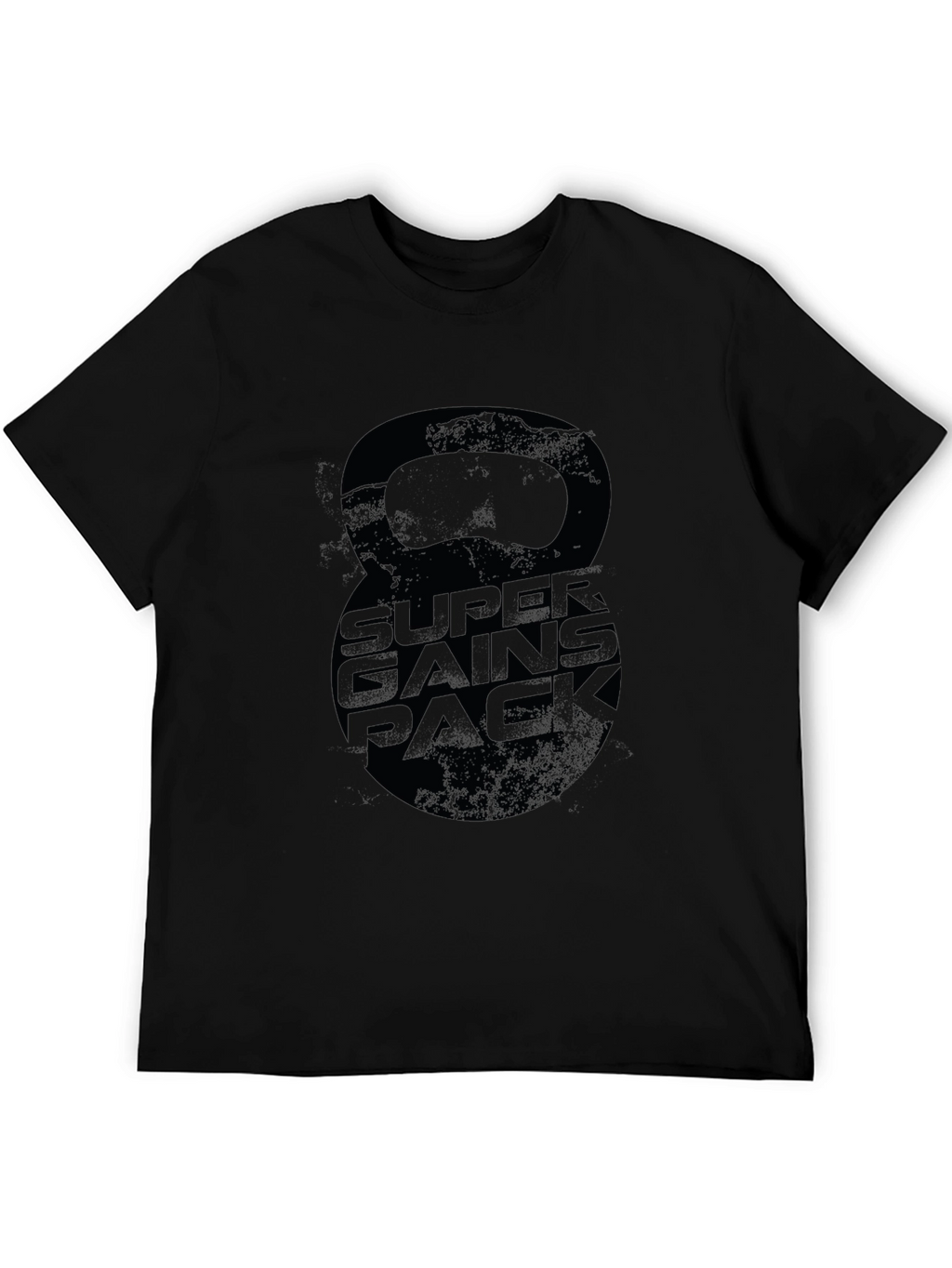 Super Gains Pack Black T-Shirt Kettlebell Design