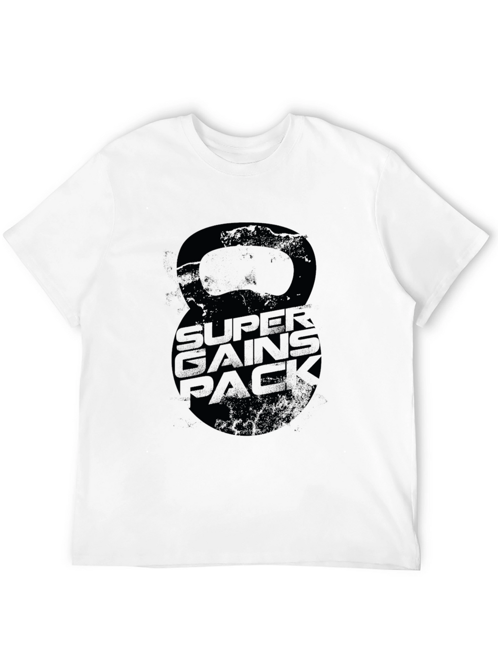 Super Gains Pack Black T-Shirt Kettlebell Design