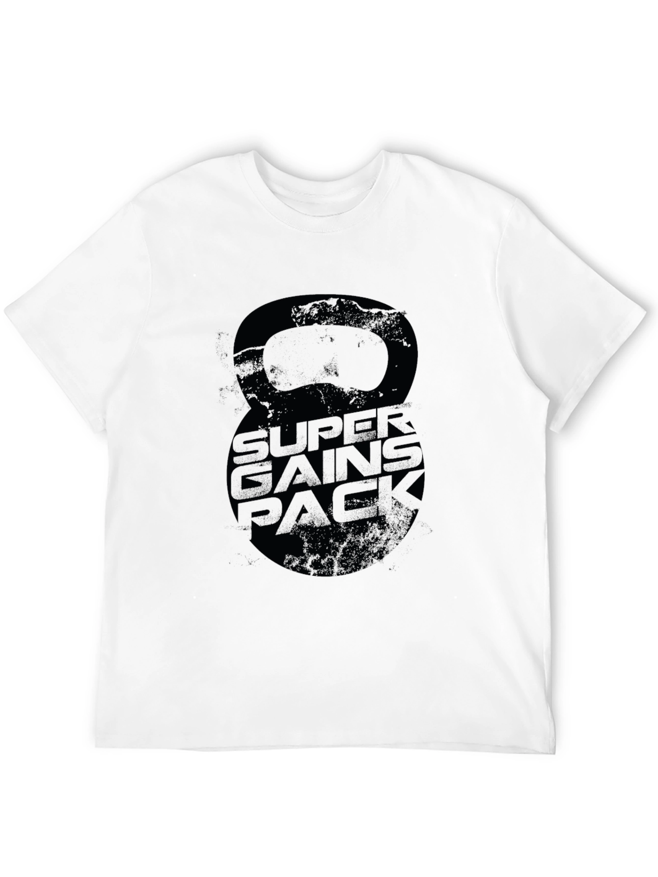 Super Gains Pack Black T-Shirt Kettlebell Design
