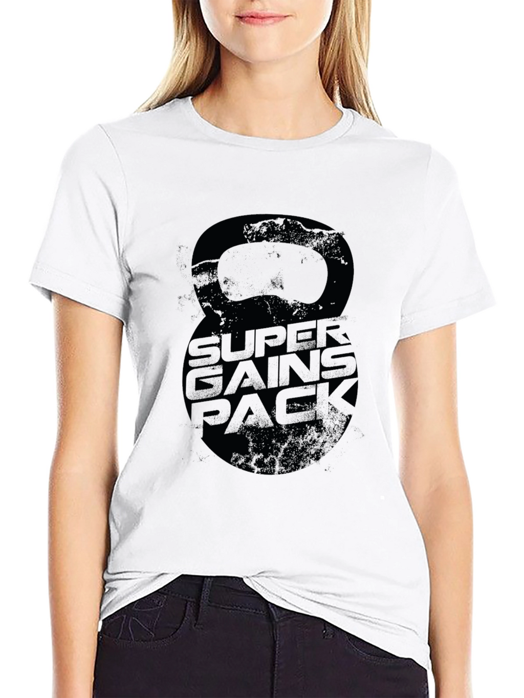 Super Gains Pack Black T-Shirt Kettlebell Design