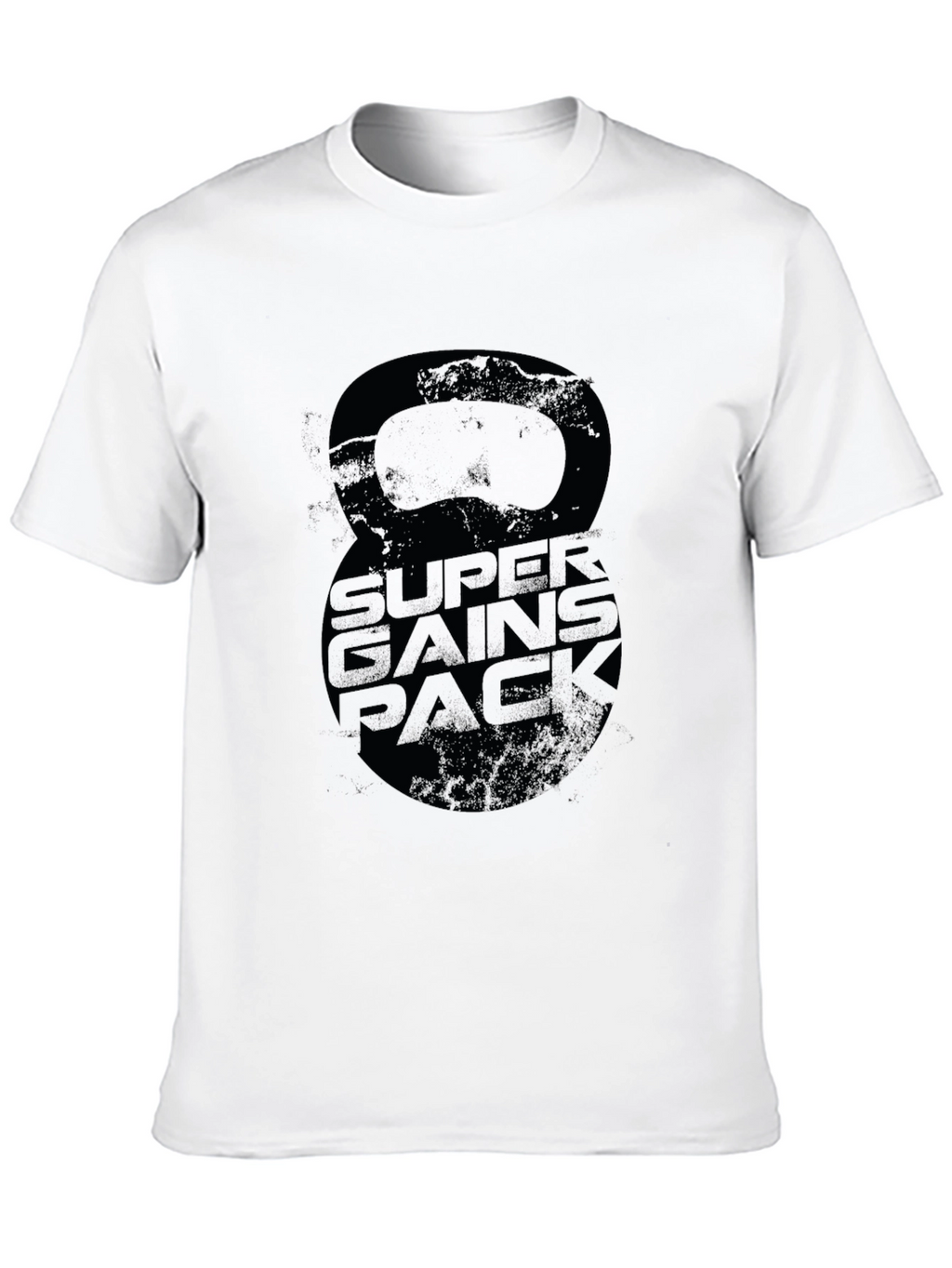 Super Gains Pack Black T-Shirt Kettlebell Design