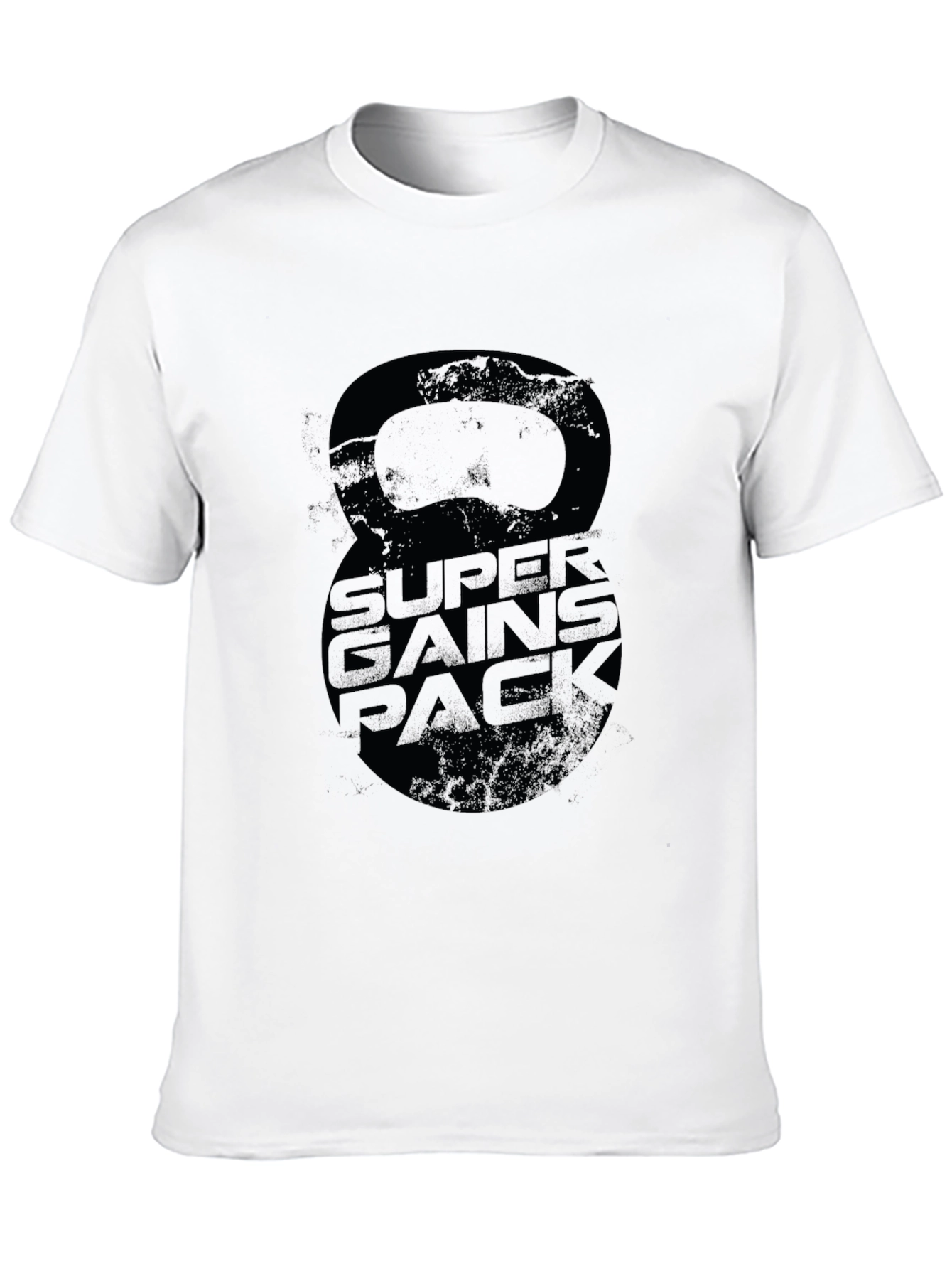 Super Gains Pack Black T-Shirt Kettlebell Design