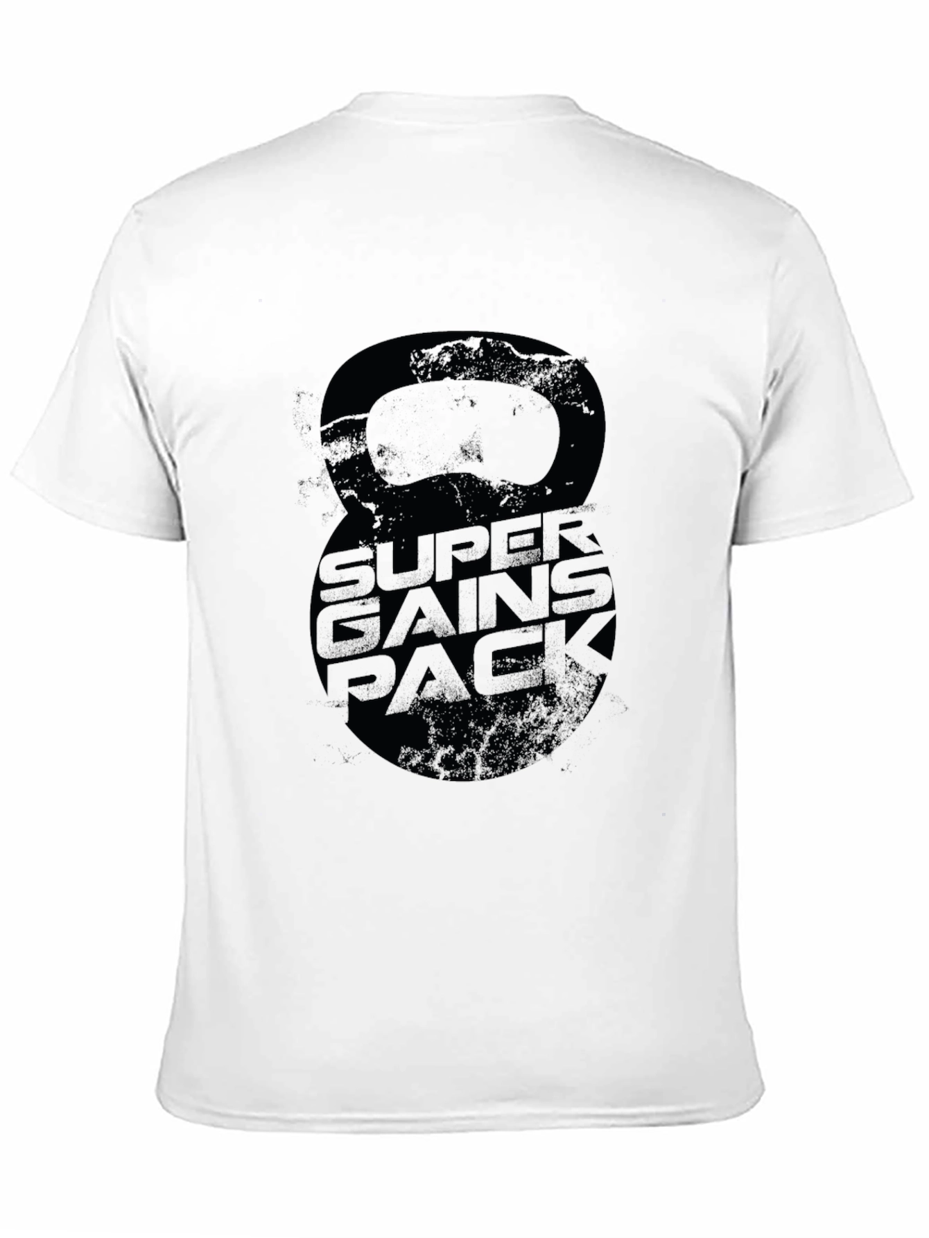 Super Gains Pack Black T-Shirt Kettlebell Design