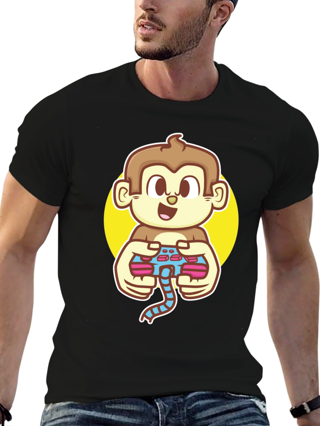Gamer Monkey Black T-Shirt - Fun Graphic Tee