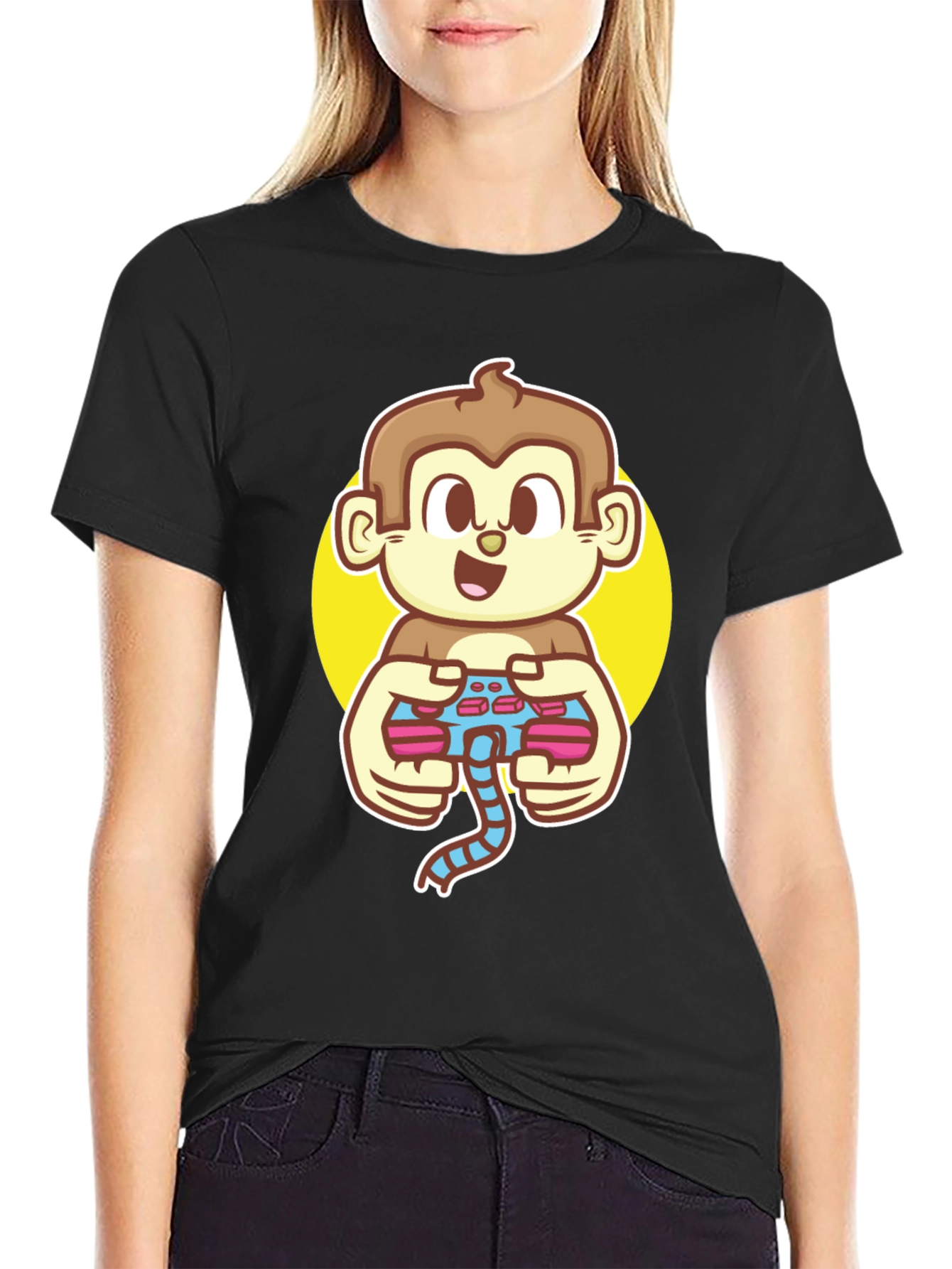Gamer Monkey Black T-Shirt - Fun Graphic Tee