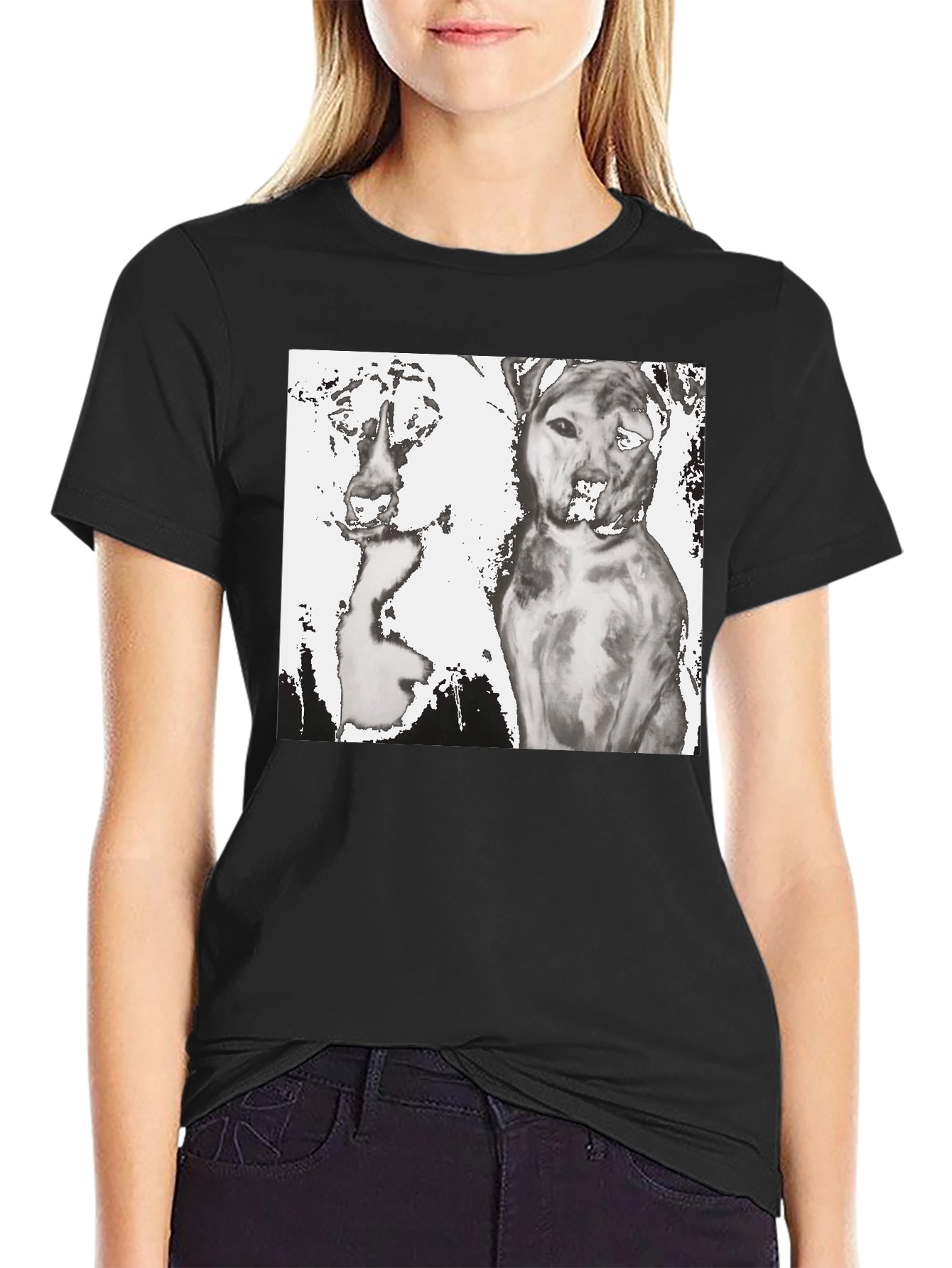 Dogs Graphic T-Shirt Black Cotton Tee