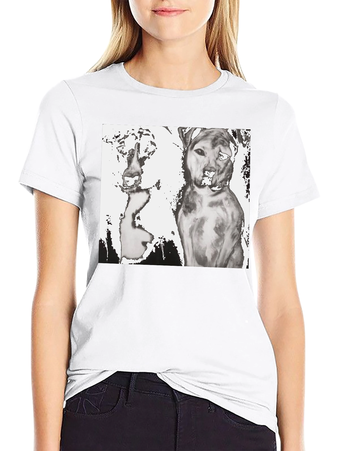 Dogs Graphic T-Shirt Black Cotton Tee