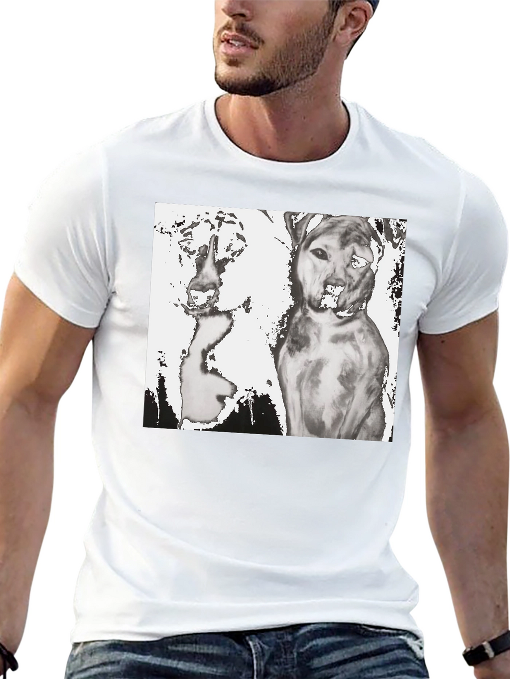 Dogs Graphic T-Shirt Black Cotton Tee