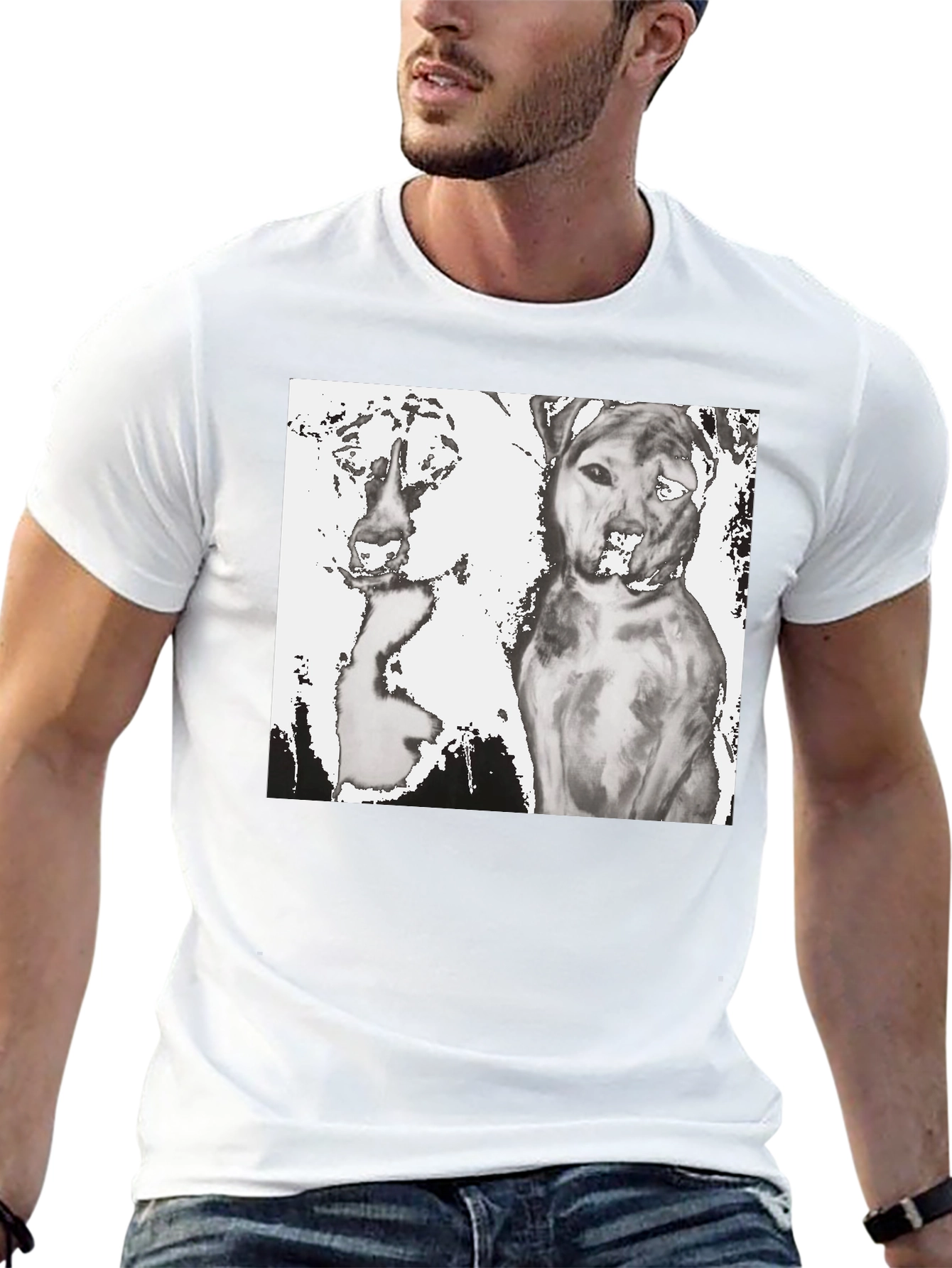 Dogs Graphic T-Shirt Black Cotton Tee