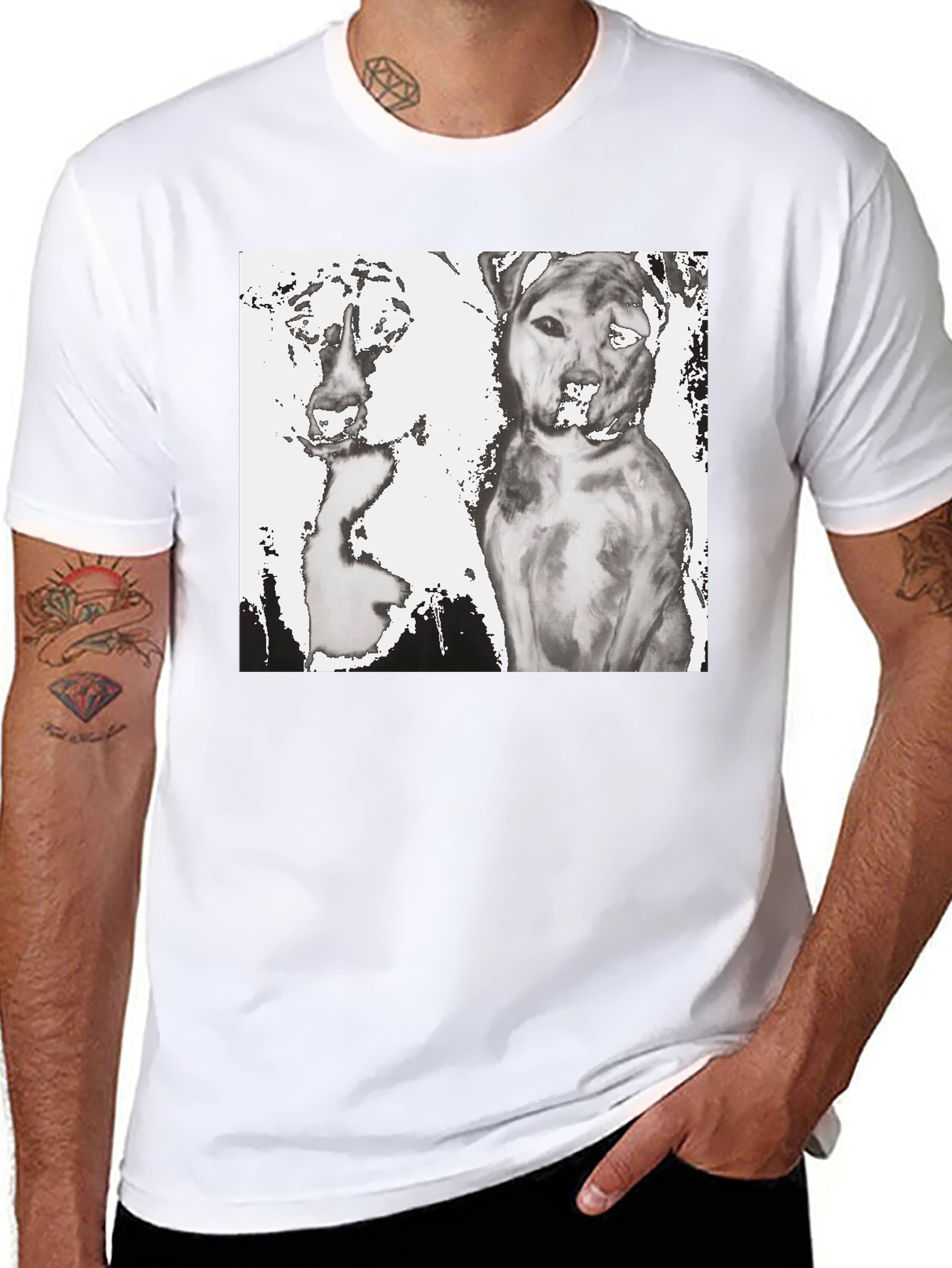 Dogs Graphic T-Shirt Black Cotton Tee