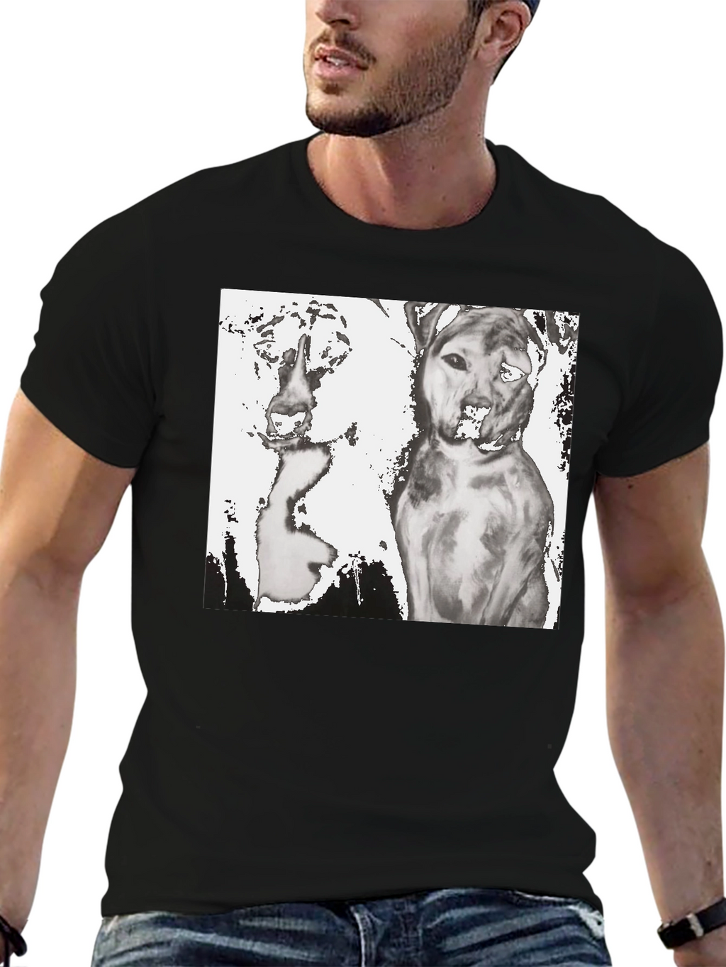 Dogs Graphic T-Shirt Black Cotton Tee