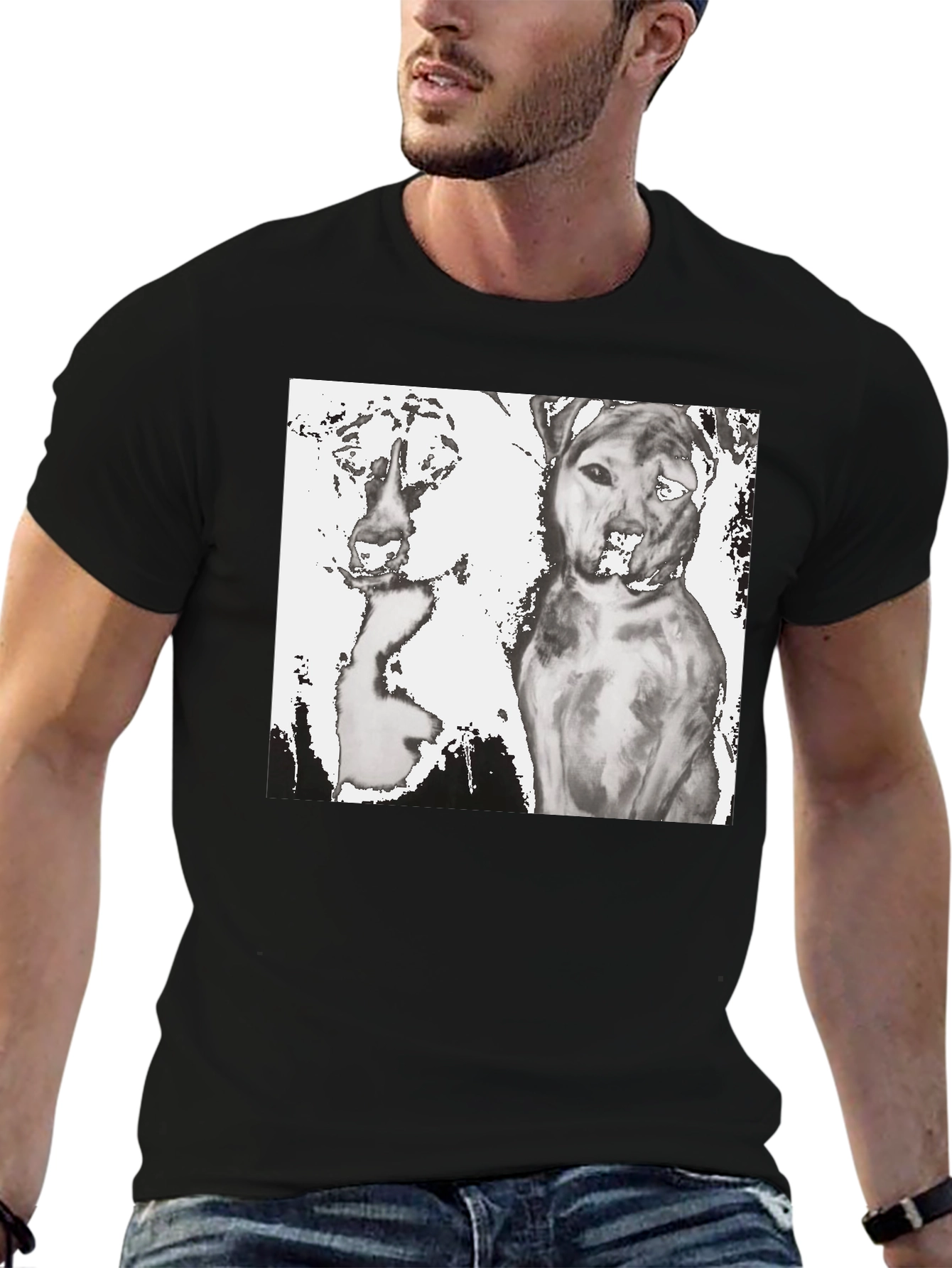 Dogs Graphic T-Shirt Black Cotton Tee