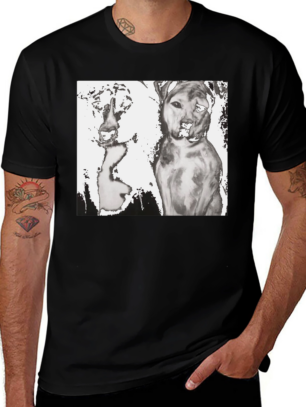 Dogs Graphic T-Shirt Black Cotton Tee