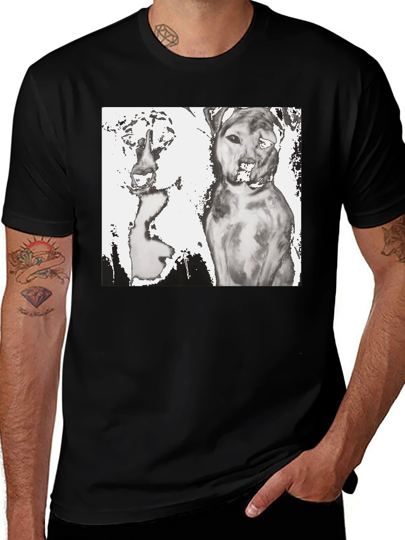 Dogs Graphic T-Shirt Black Cotton Tee