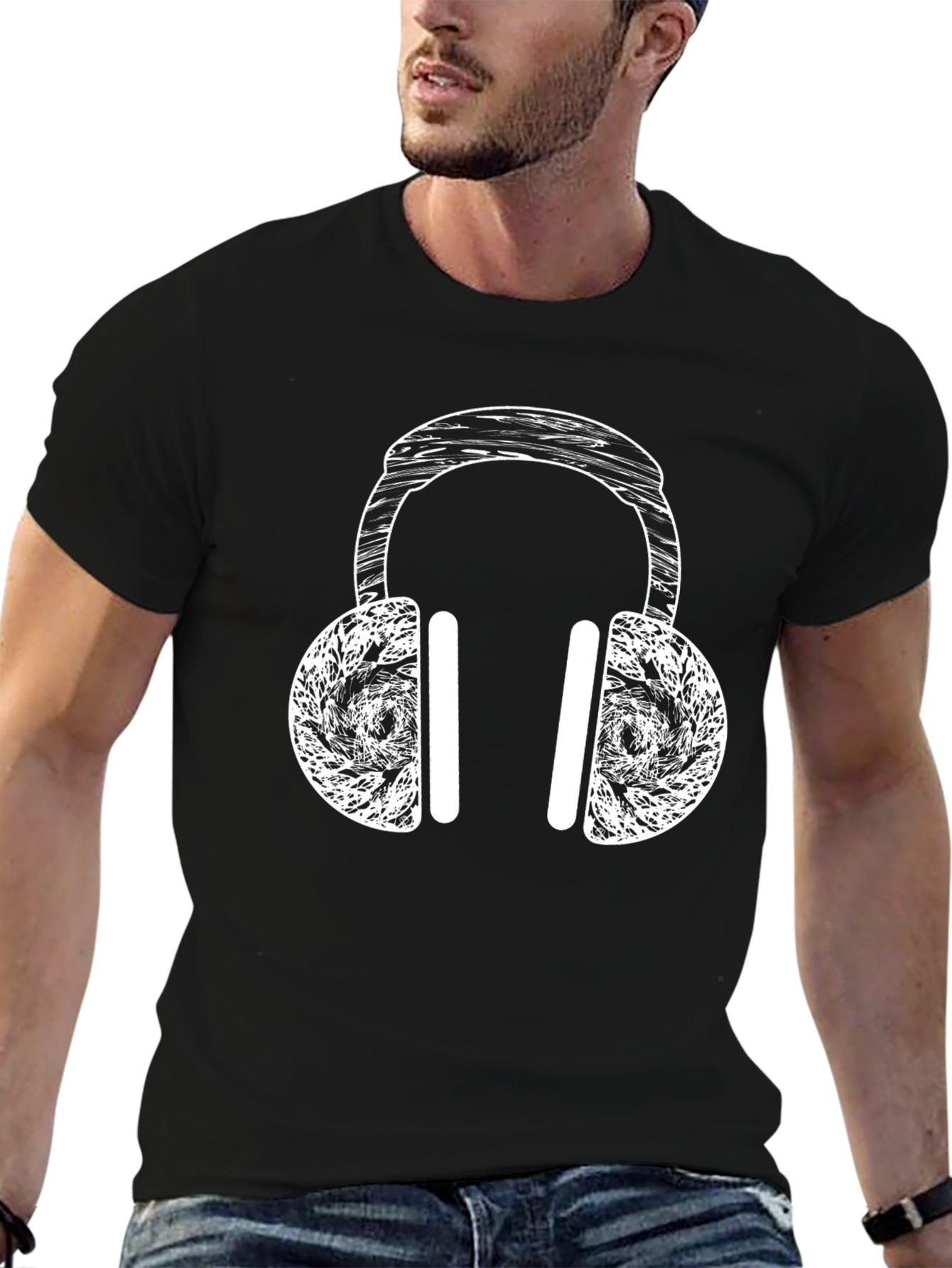 Cool Headphones Graphic Tee - Black