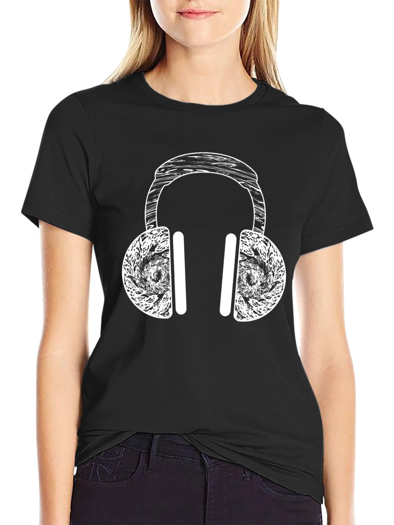 Cool Headphones Graphic Tee - Black