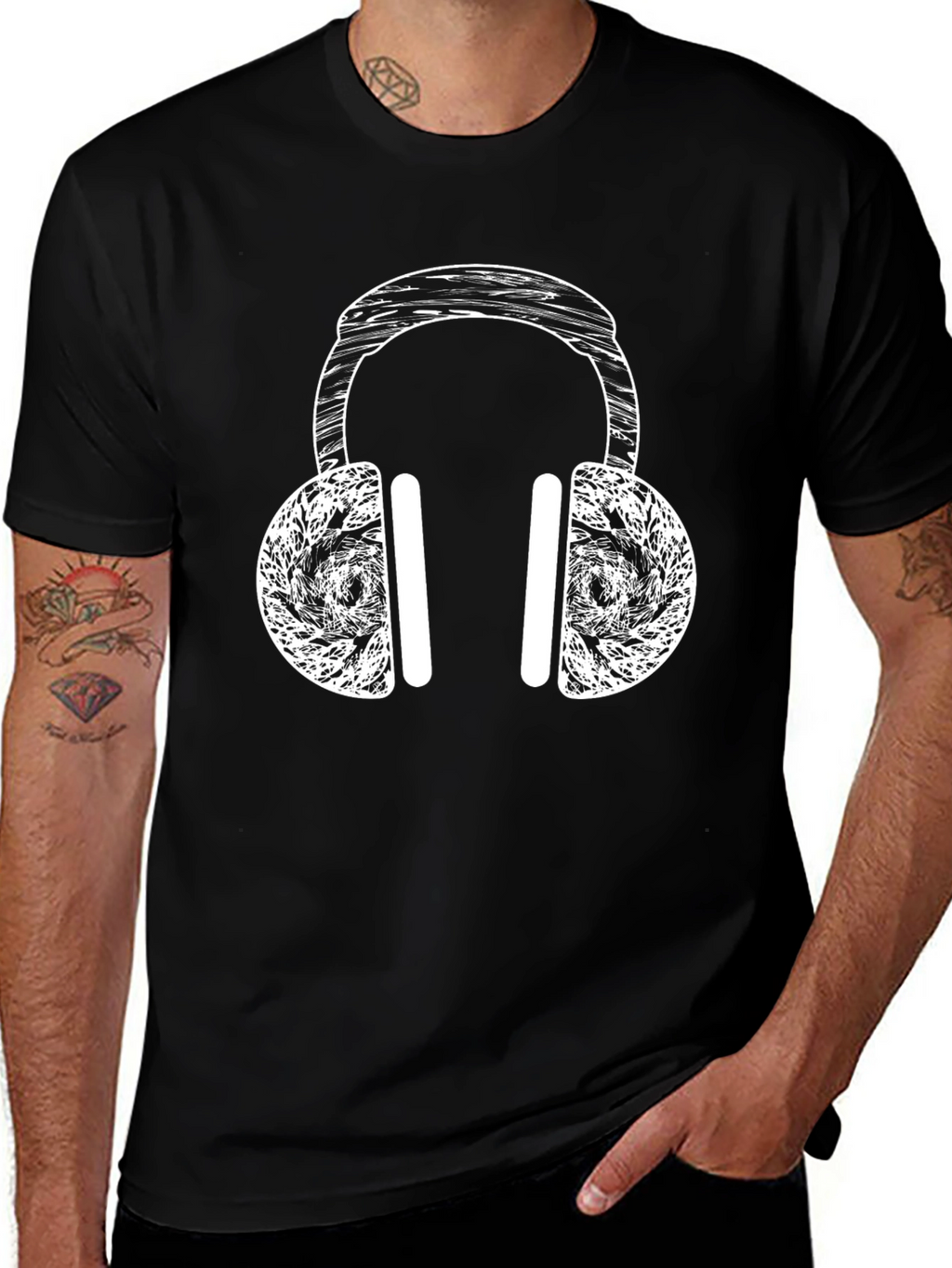 Cool Headphones Graphic Tee - Black