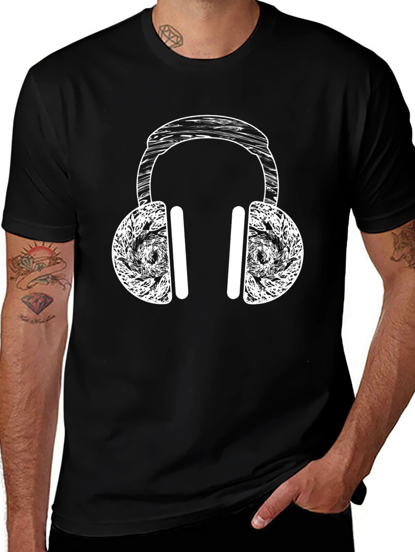 Cool Headphones Graphic Tee - Black