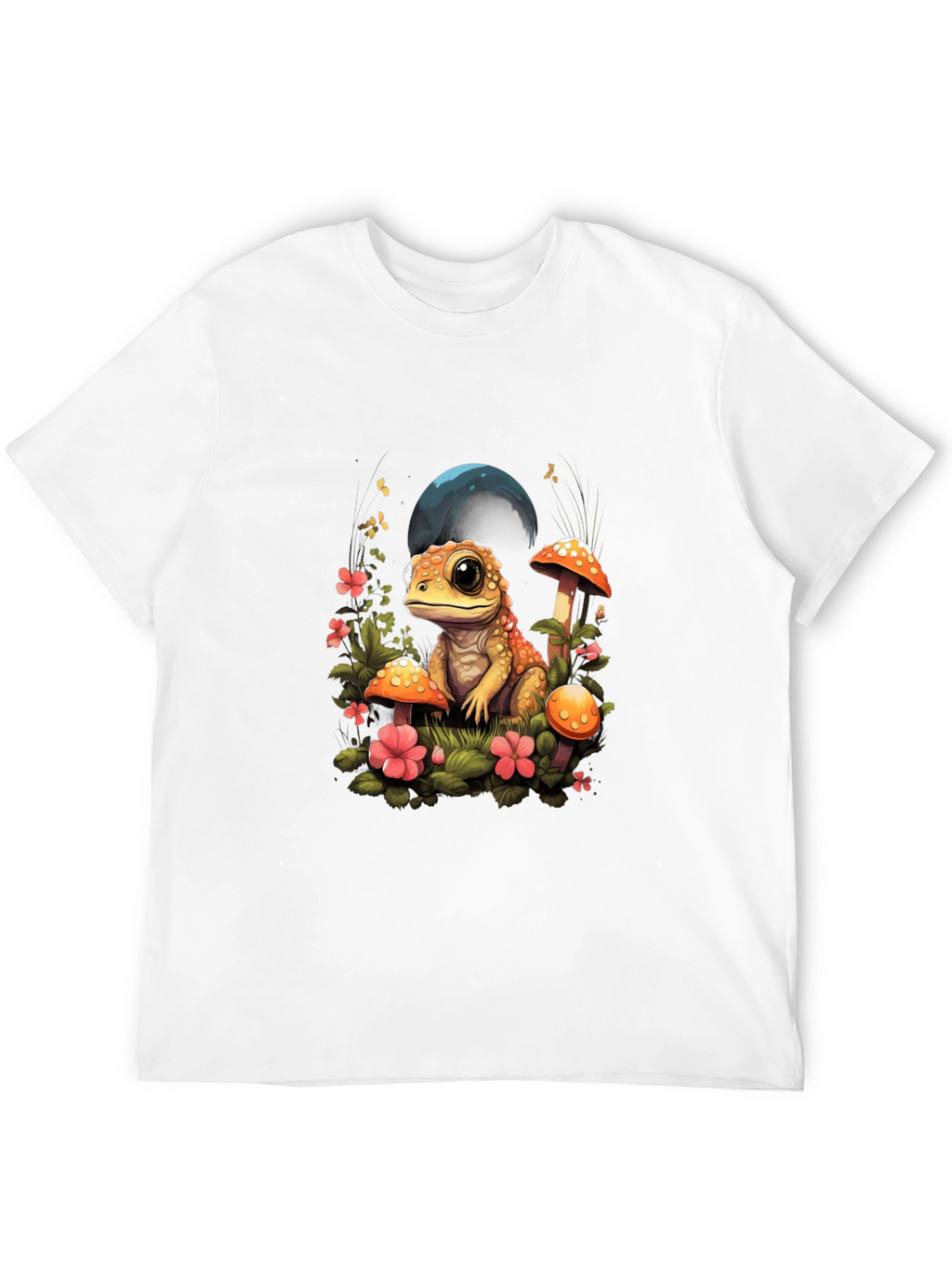 Cute Frog Mushroom Graphic Tee - Unisex Black T-Shirt