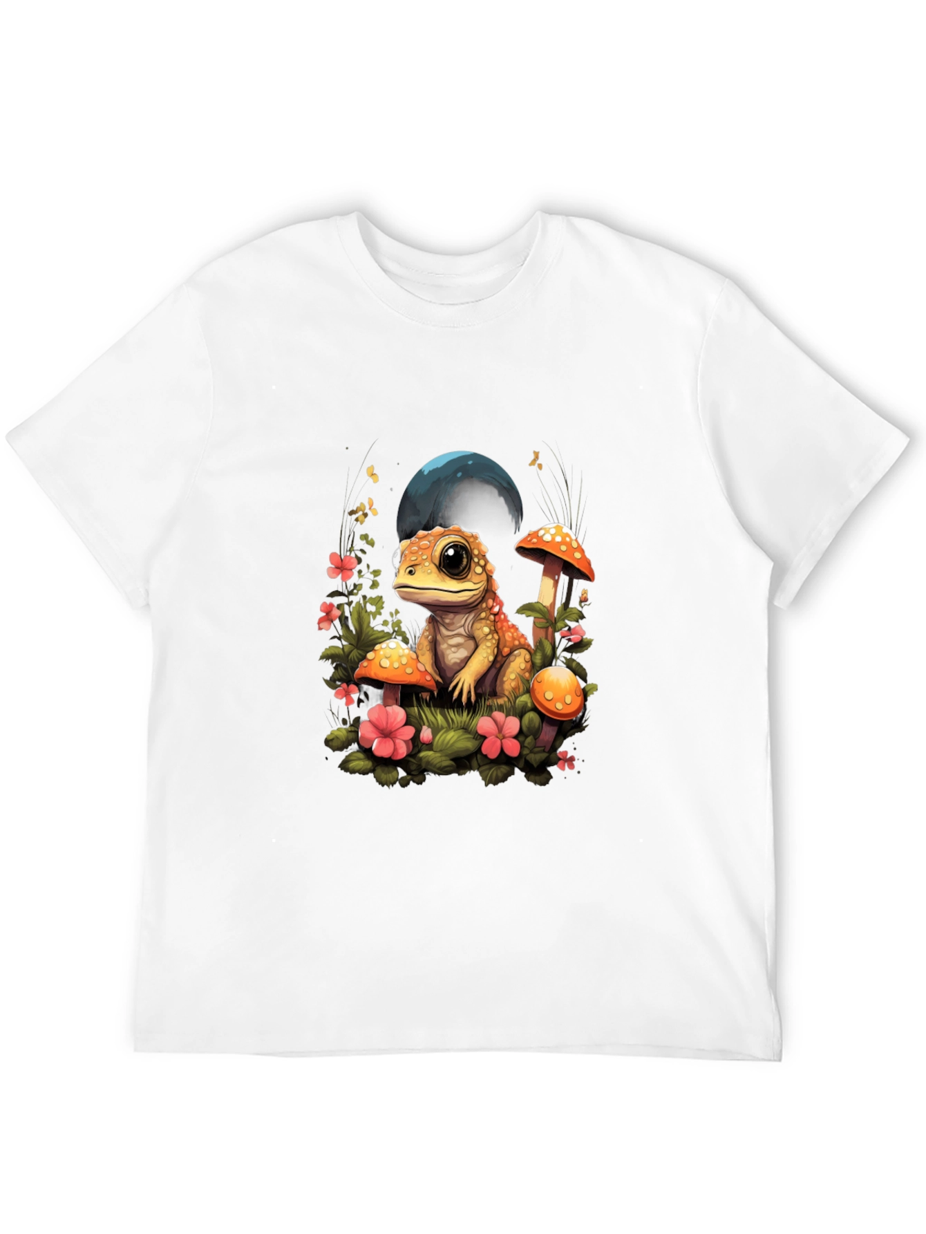 Cute Frog Mushroom Graphic Tee - Unisex Black T-Shirt