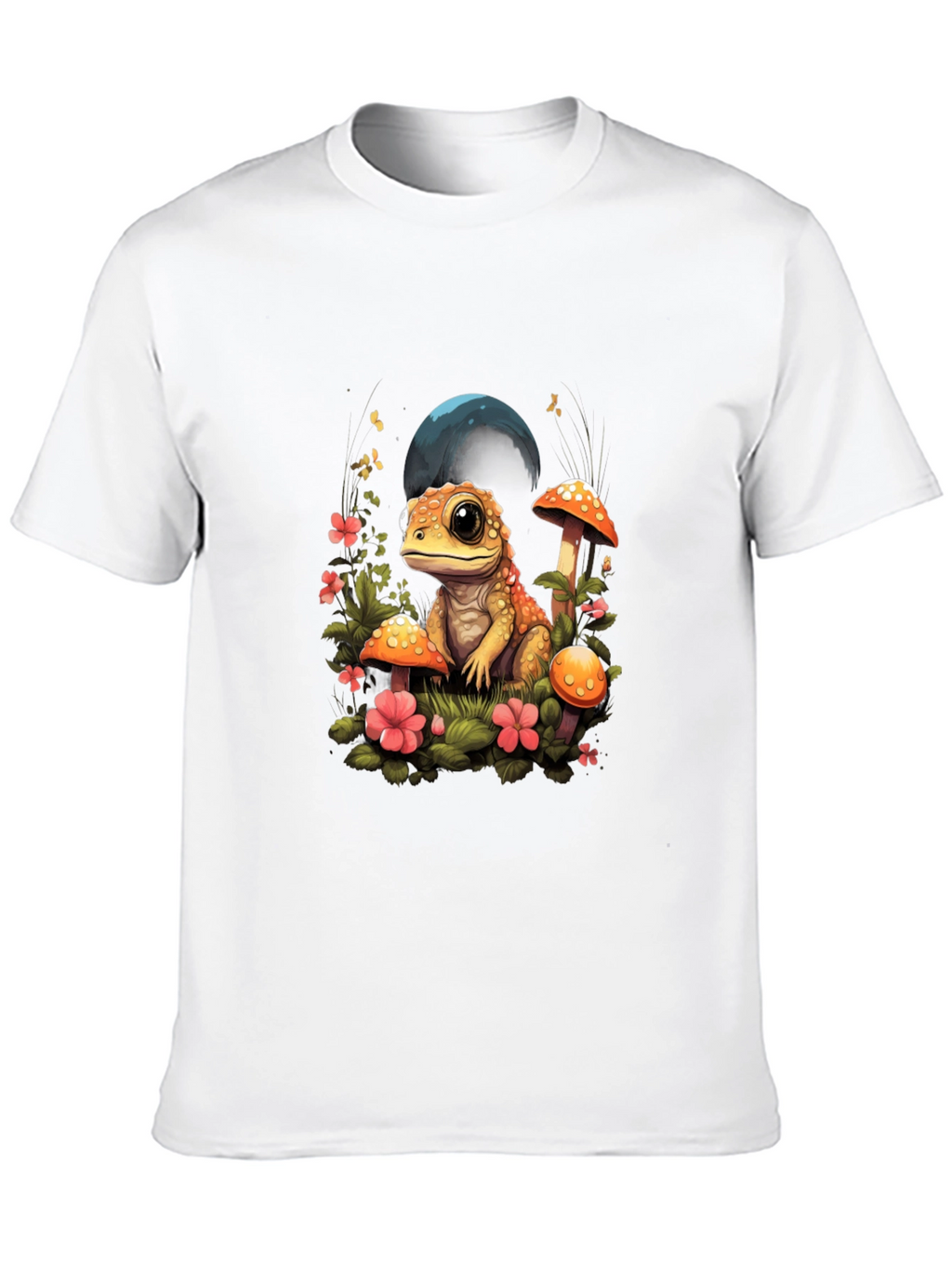 Cute Frog Mushroom Graphic Tee - Unisex Black T-Shirt
