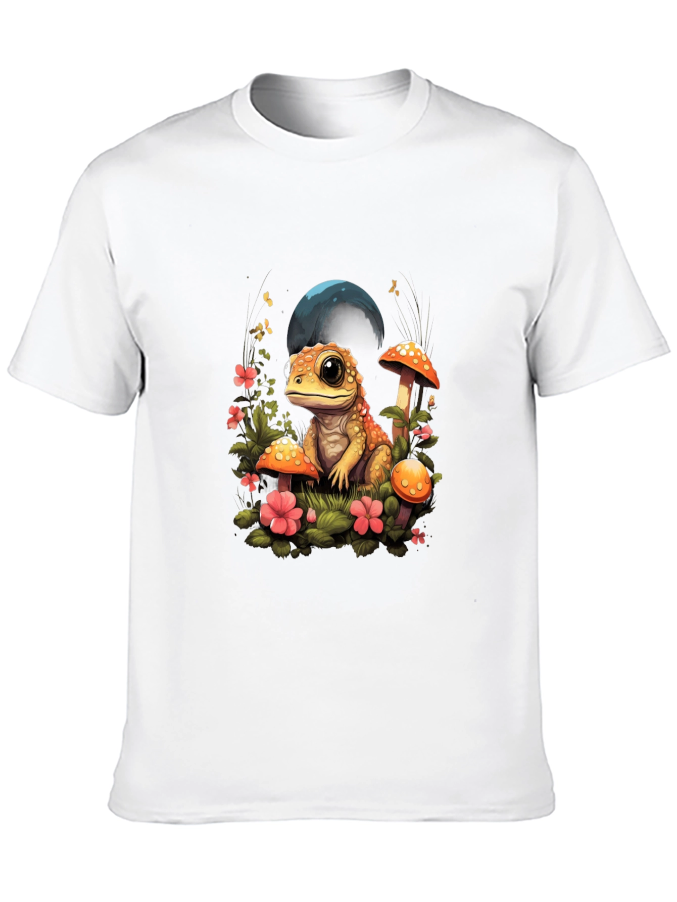 Cute Frog Mushroom Graphic Tee - Unisex Black T-Shirt