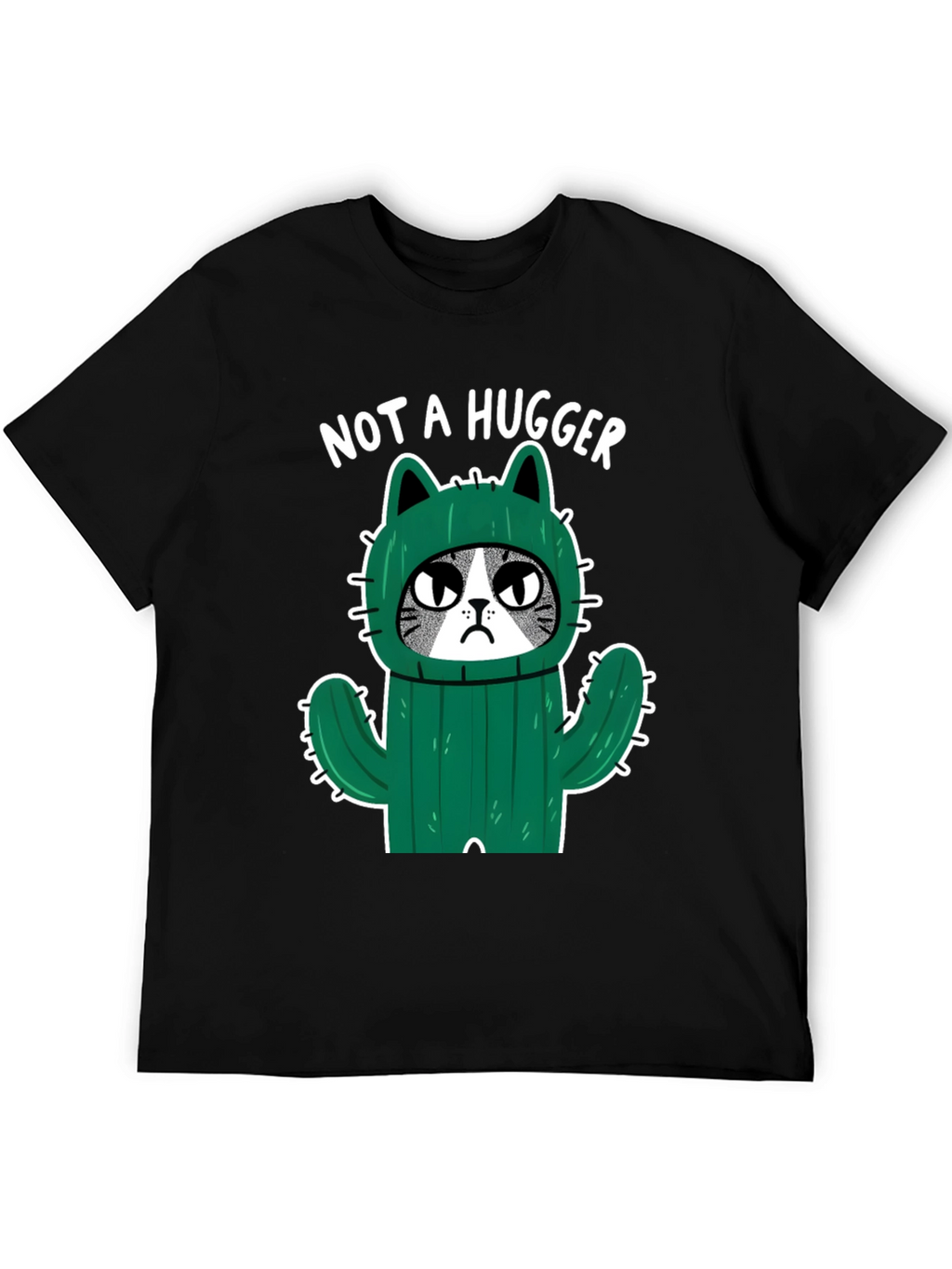 Not A Hugger Cat Cactus Graphic T-Shirt