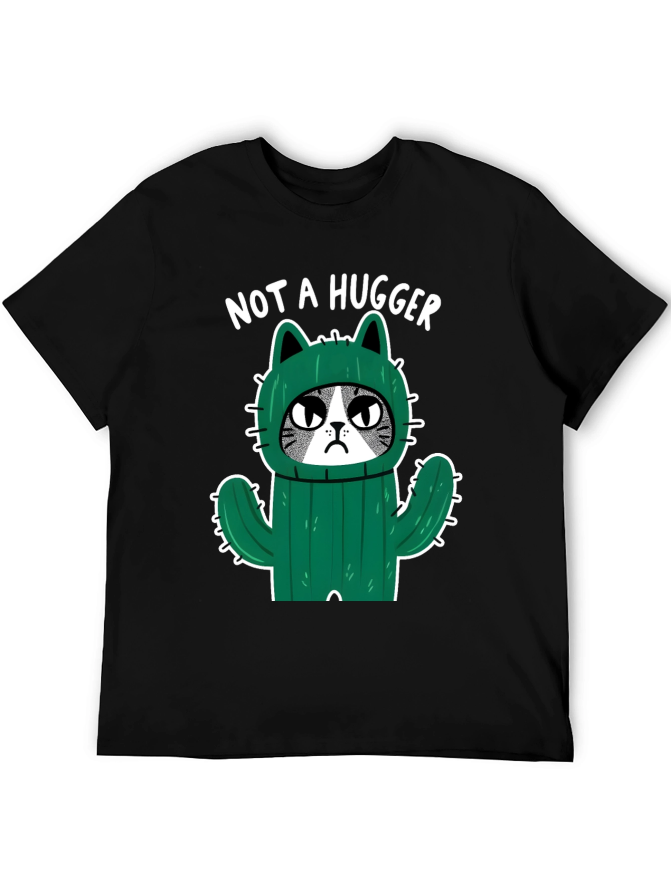 Not A Hugger Cat Cactus Graphic T-Shirt