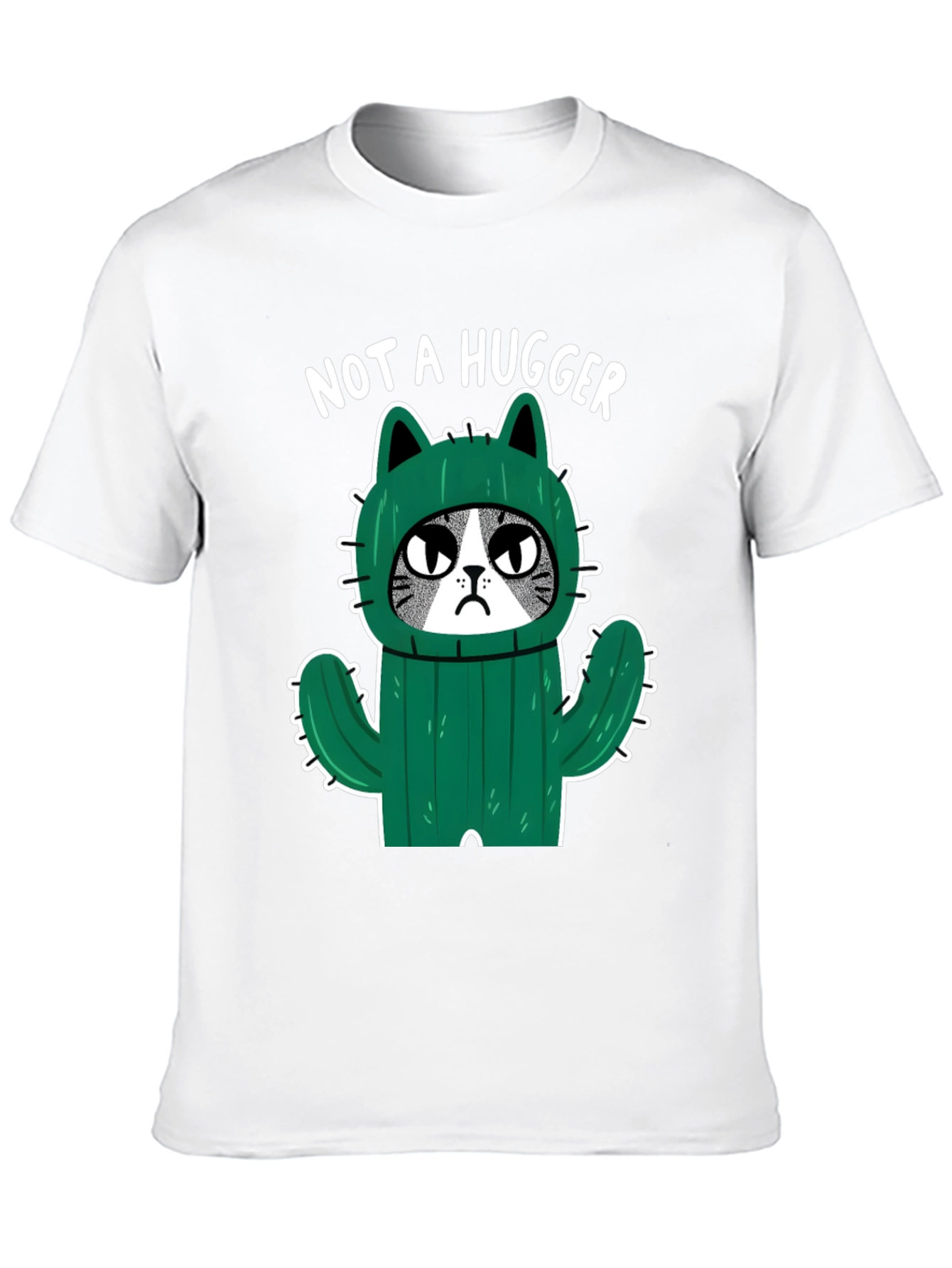 Not A Hugger Cat Cactus Graphic T-Shirt