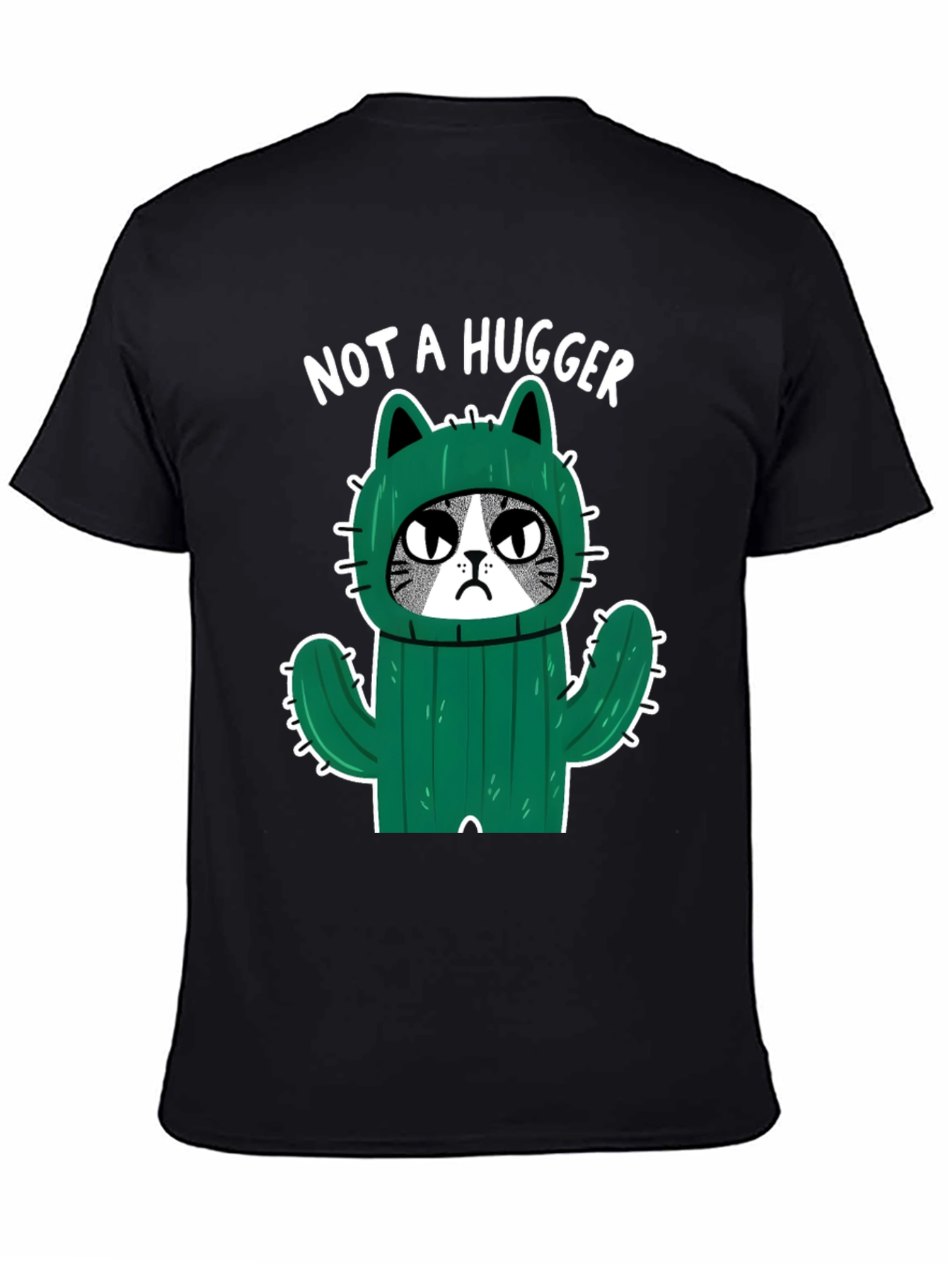 Not A Hugger Cat Cactus Graphic T-Shirt
