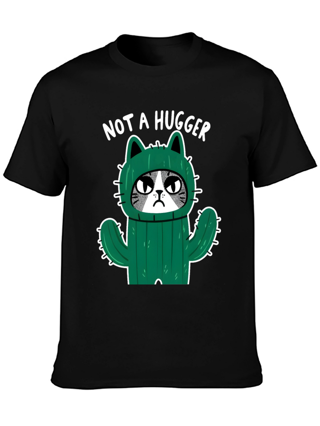 Not A Hugger Cat Cactus Graphic T-Shirt