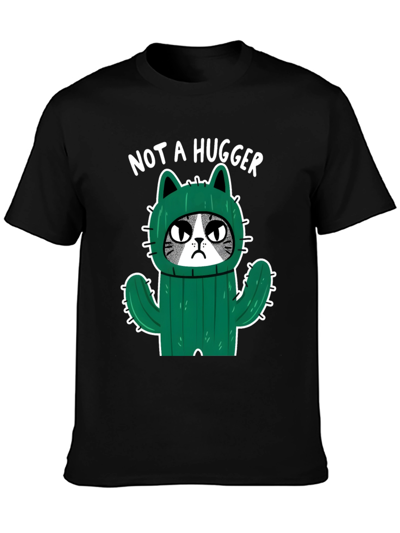 Not A Hugger Cat Cactus Graphic T-Shirt