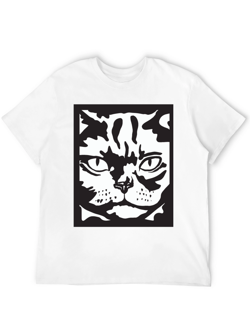 Cool Cat Face Graphic Black T-Shirt