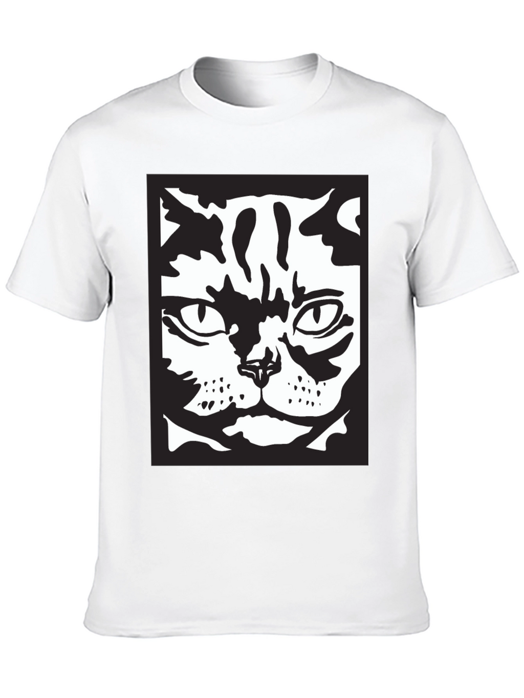 Cool Cat Face Graphic Black T-Shirt