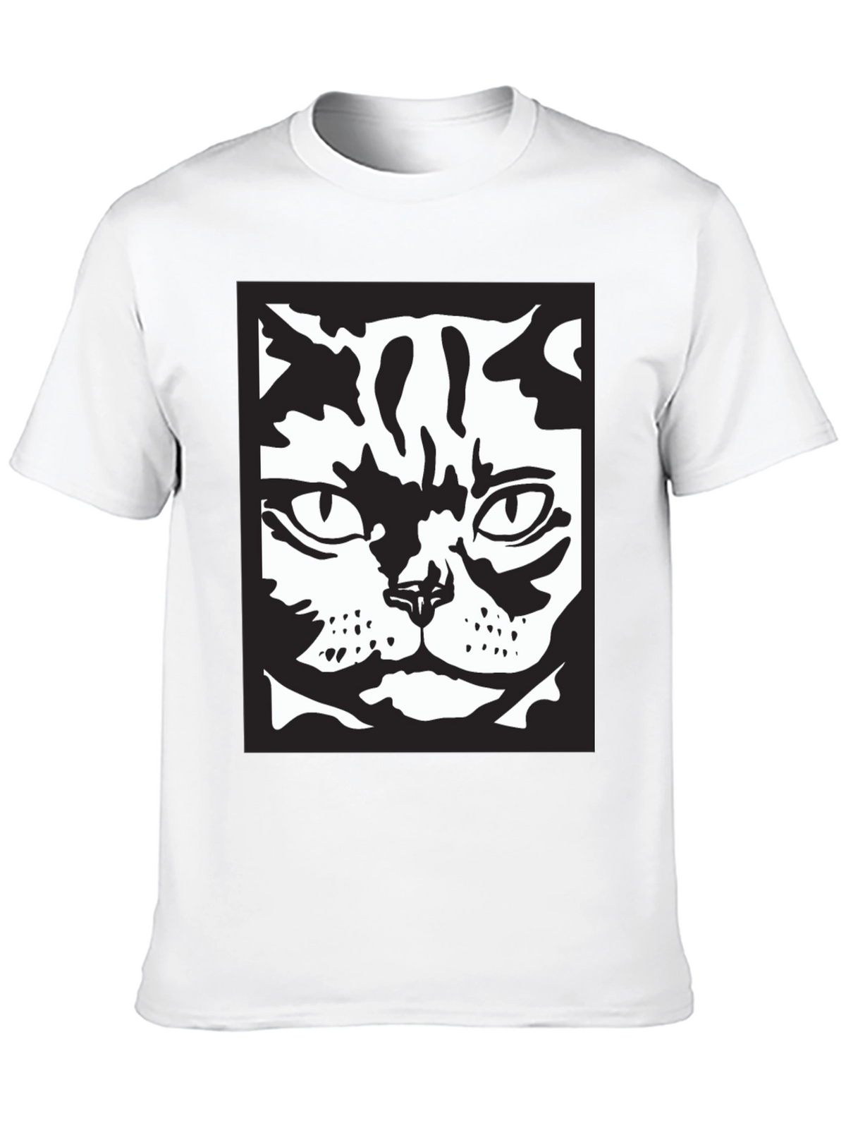 Cool Cat Face Graphic Black T-Shirt