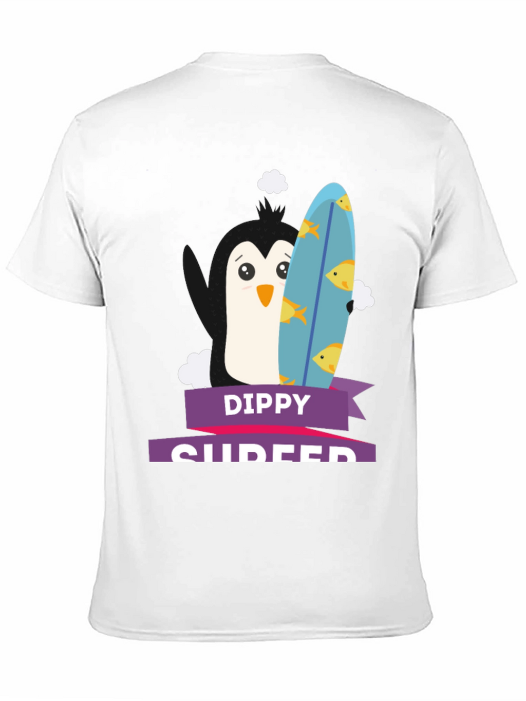 Dippy Surfer Tee - Penguin with Surfboard