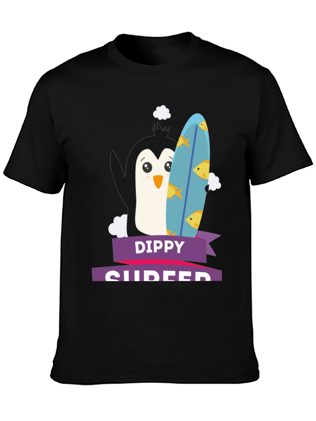 Dippy Surfer Tee - Penguin with Surfboard